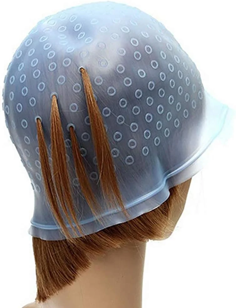 کلاه مش حرفه ای سیلیکونی، کلاه رنگ موی قابل استفاده مجدد، کلاه رنگساژ و مش، آبی روشن