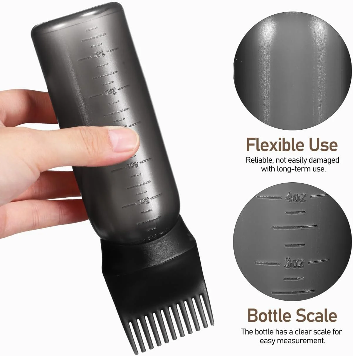 بسته 2 عددی بطری رنگ مو و روغن مو با شانه و برس سر