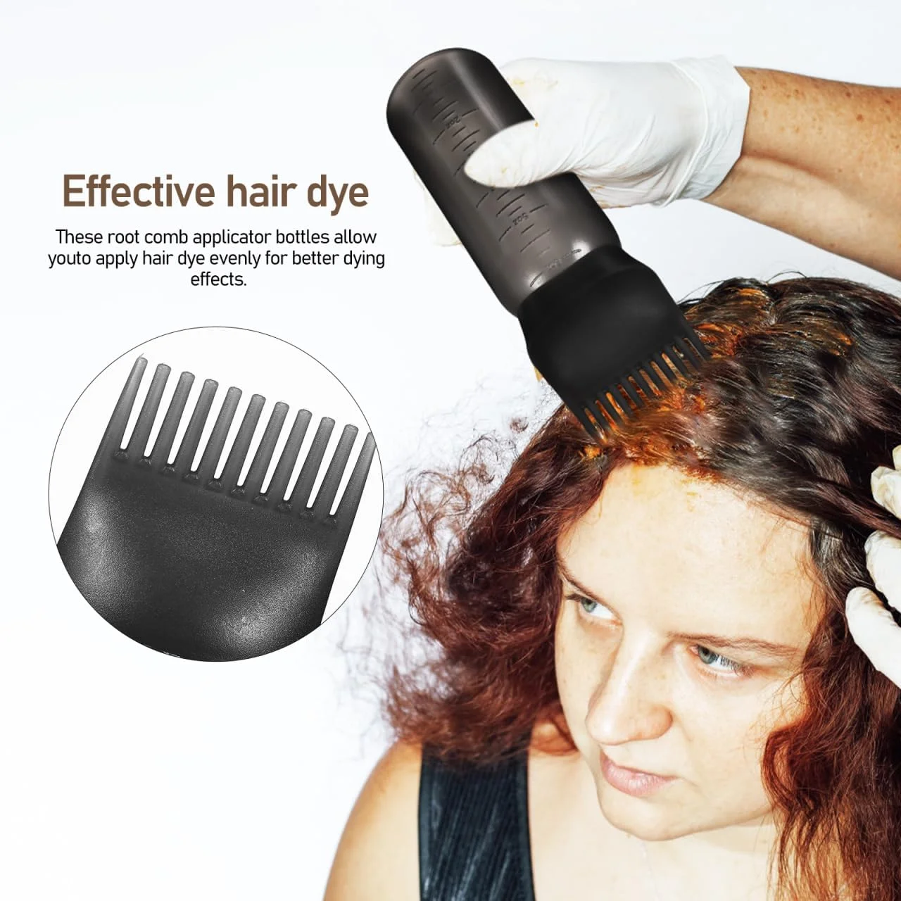 بسته 2 عددی بطری رنگ مو و روغن مو با شانه و برس سر