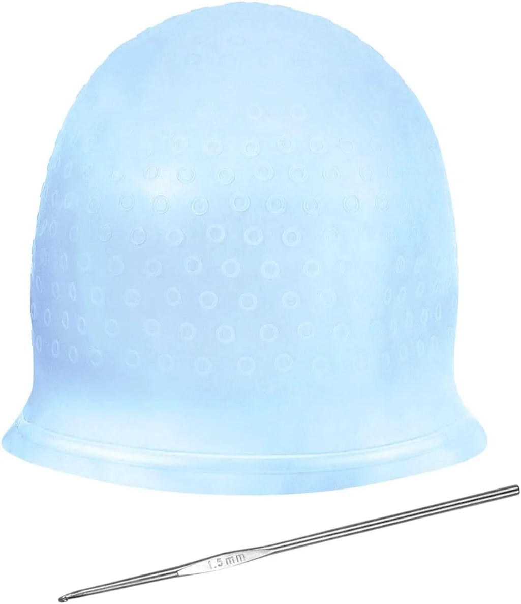 کلاه مش سیلیکونی با سوزن، کلاه مش برای رنگ کردن و هایلایت مو (آبی) کلاه مش سیلیکونی با سوزن، کلاه مش برای رنگ کردن و هایلایت مو (آبی)