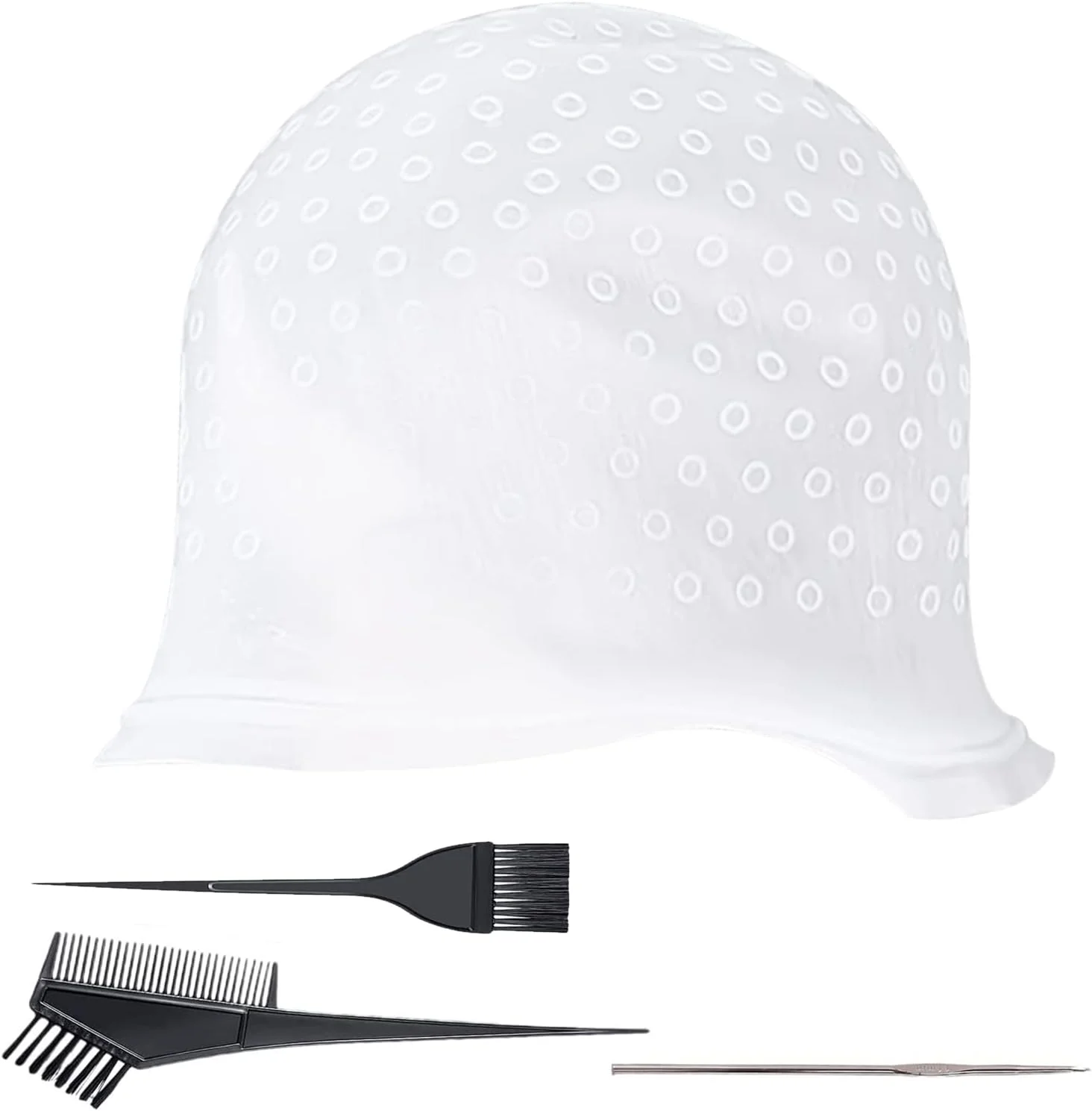 ست کلاه مش هایلایت سیلیکونی 4 تکه، کلاه مش مو با سوزن قلاب پلاستیکی، شانه رنگ مو، برس رنگ مو، کلاه فراستینگ و نوک مو، کلاه فراستینگ مو برای رنگ کردن موی زنان و دختران (4 تکه) ست کلاه مش هایلایت سیلیکونی 4 تکه، کلاه مش مو با سوزن قلاب پلاستیکی، شانه رنگ مو، برس رنگ مو، کلاه فراستینگ و نوک مو، کلاه فراستینگ مو برای رنگ کردن موی زنان و دختران (4 تکه)