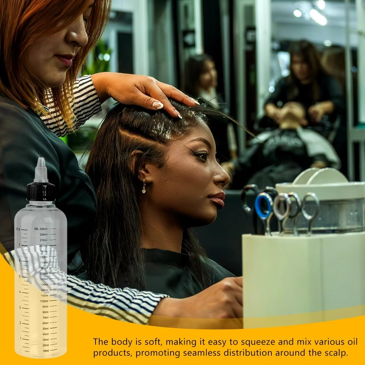 دو عدد بطری اپلیکاتور مدرج 250 میلی لیتری، ضد نشت و ضد گرد و غبار، بطری فشاری رنگ مو، مناسب برای استفاده از روغن های رنگ مو