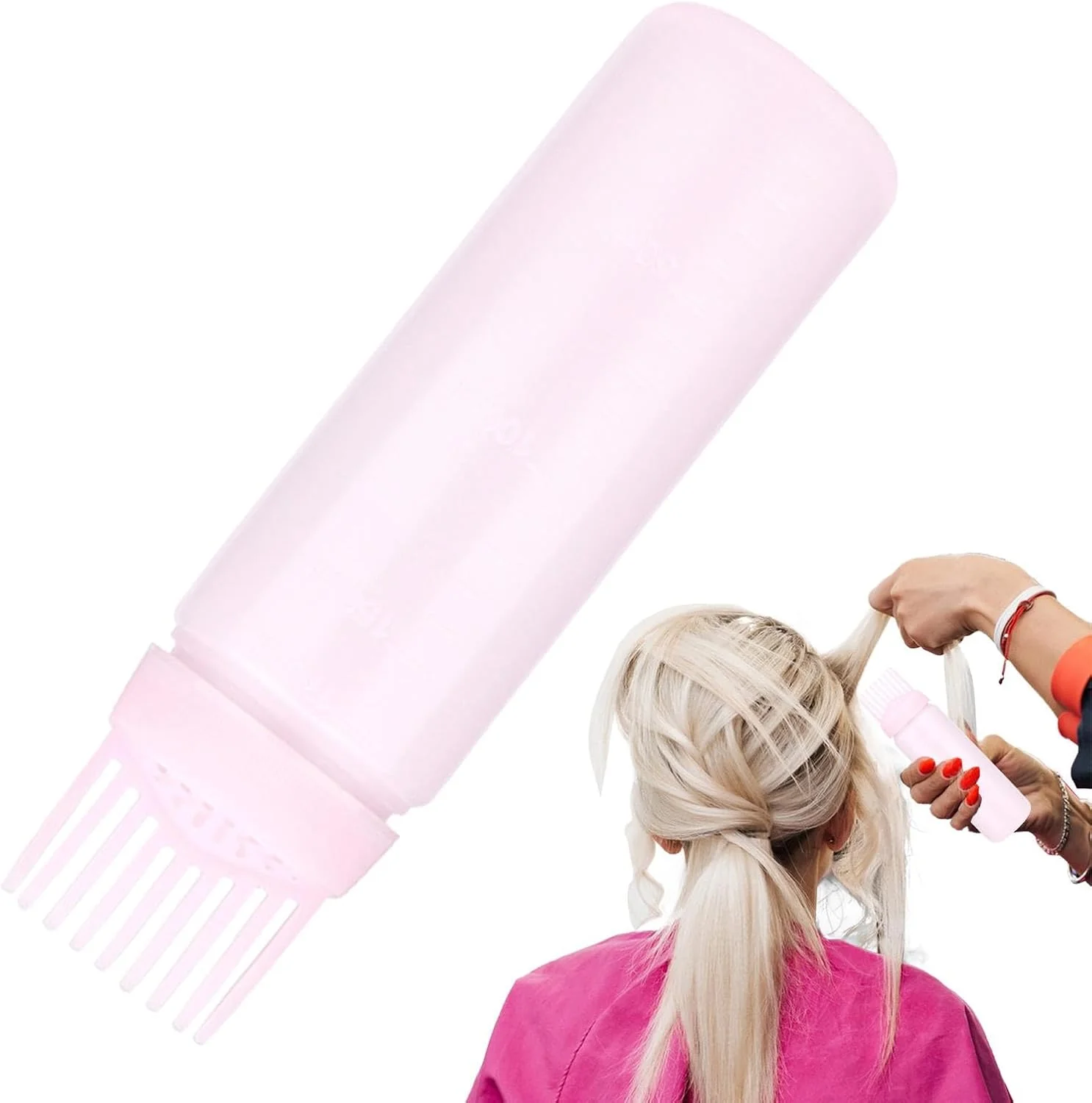 بطری رنگ مو با شانه | بطری خالی قابل حمل روغن مو، ابزار زیبایی با طراحی مدرج برای کرم مرطوب کننده، شامپو خشک، نرم کننده بطری رنگ مو با شانه | بطری خالی قابل حمل روغن مو، ابزار زیبایی با طراحی مدرج برای کرم مرطوب کننده، شامپو خشک، نرم کننده