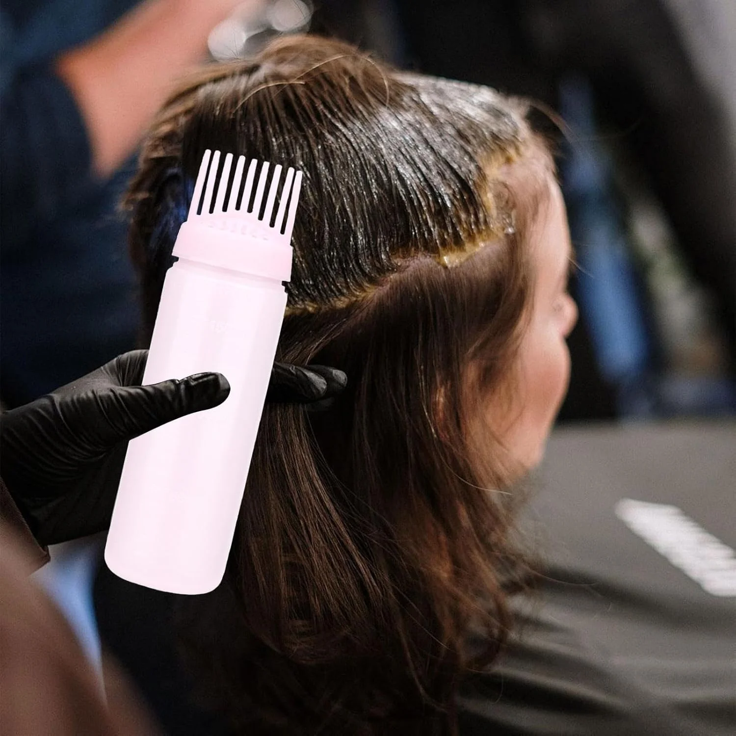 بطری رنگ مو با شانه | بطری خالی قابل حمل روغن مو، ابزار زیبایی با طراحی مدرج برای کرم مرطوب کننده، شامپو خشک، نرم کننده بطری رنگ مو با شانه | بطری خالی قابل حمل روغن مو، ابزار زیبایی با طراحی مدرج برای کرم مرطوب کننده، شامپو خشک، نرم کننده