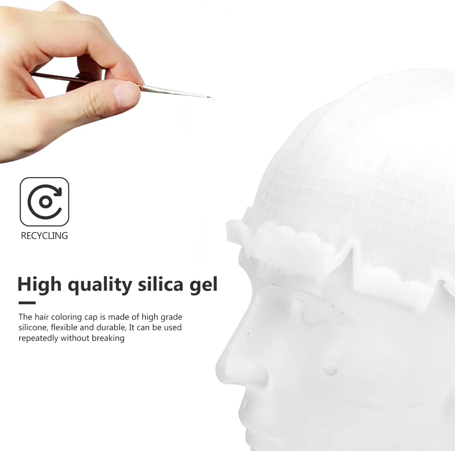 کلاه رنگ مو سیلیکونی حرفه ای برای هایلایت و رنگ کردن مو به همراه قلاب - ابزار آرایشگاهی کلاه رنگ مو سیلیکونی حرفه ای برای هایلایت و رنگ کردن مو به همراه قلاب - ابزار آرایشگاهی
