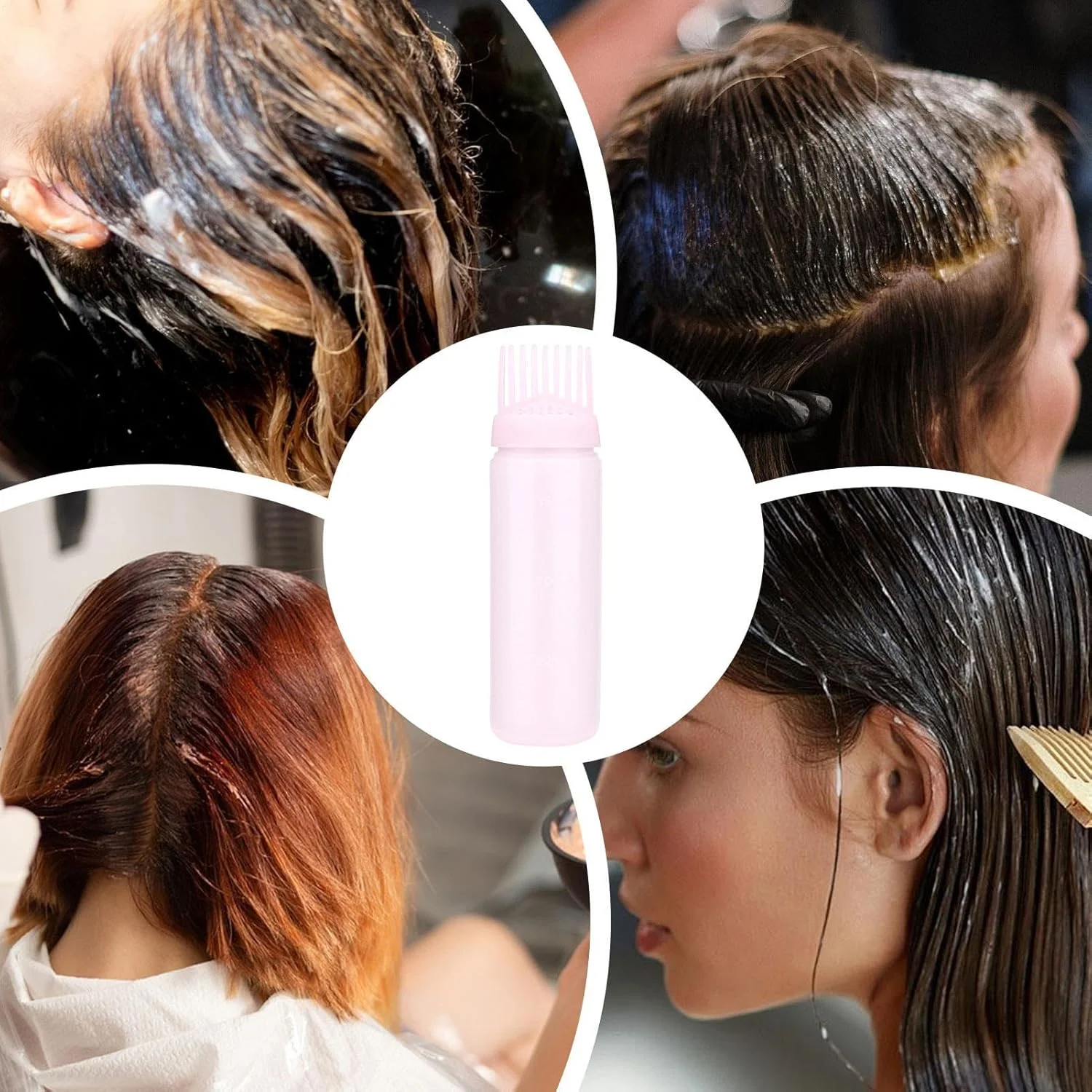 بطری رنگ مو با شانه | بطری خالی قابل حمل روغن مو، ابزار زیبایی با طراحی مدرج برای کرم مرطوب کننده، شامپو خشک، نرم کننده بطری رنگ مو با شانه | بطری خالی قابل حمل روغن مو، ابزار زیبایی با طراحی مدرج برای کرم مرطوب کننده، شامپو خشک، نرم کننده