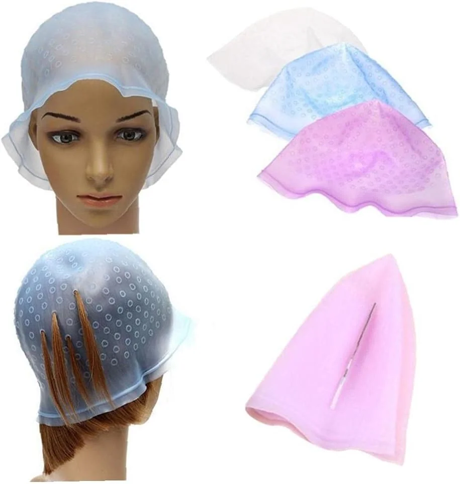 ابزار حالت دهنده مو سیلیکونی قابل استفاده مجدد، کلاه رنگ، هایلایت و مش مو ابزار حالت دهنده مو سیلیکونی قابل استفاده مجدد، کلاه رنگ، هایلایت و مش مو