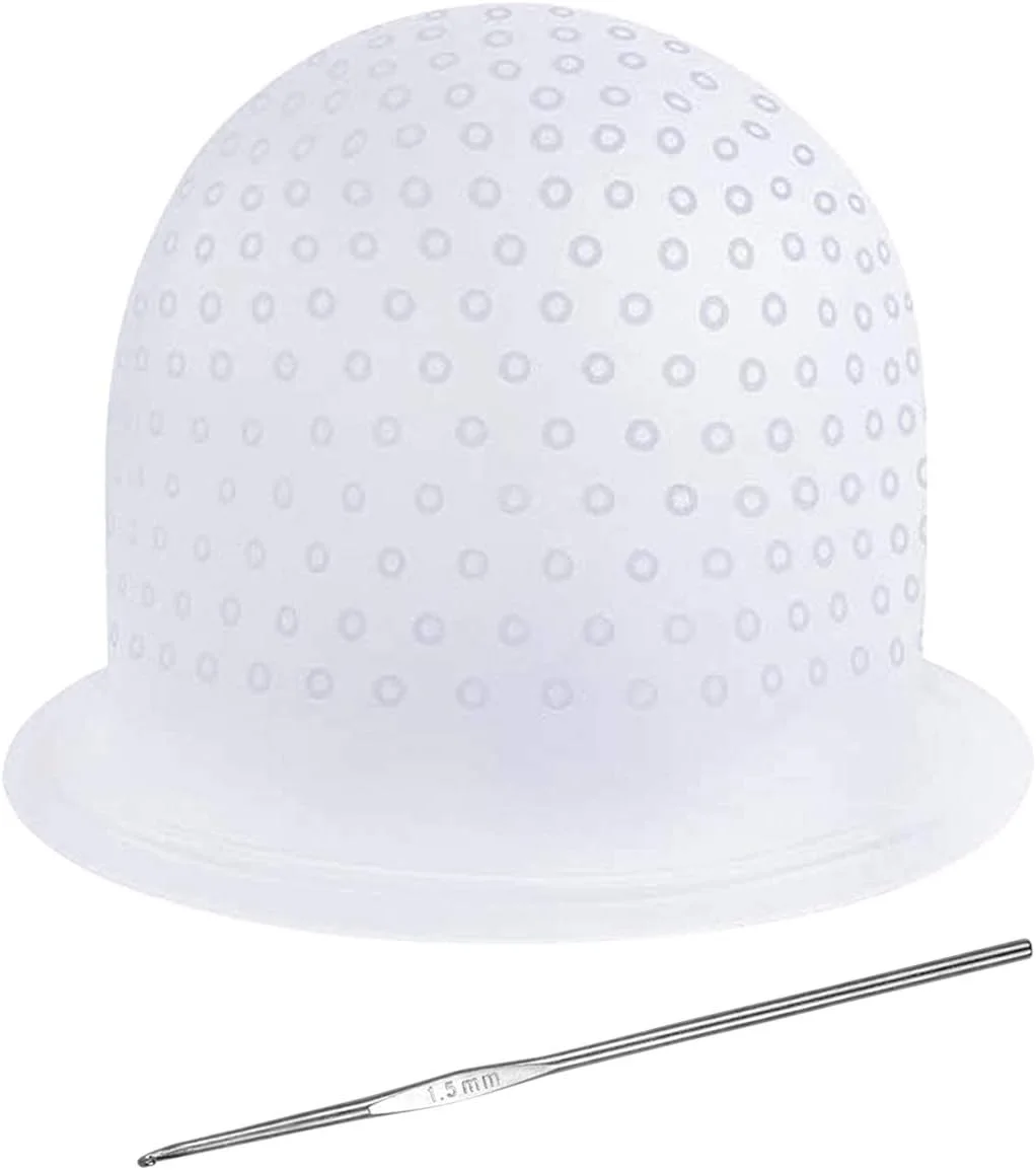 کلاه مش سیلیکونی، کلاه مش و قلاب، کلاه رنگ مو، کلاه مش یخی، کلاه مش، بدون سوراخ از قبل، سفید، یک سایز