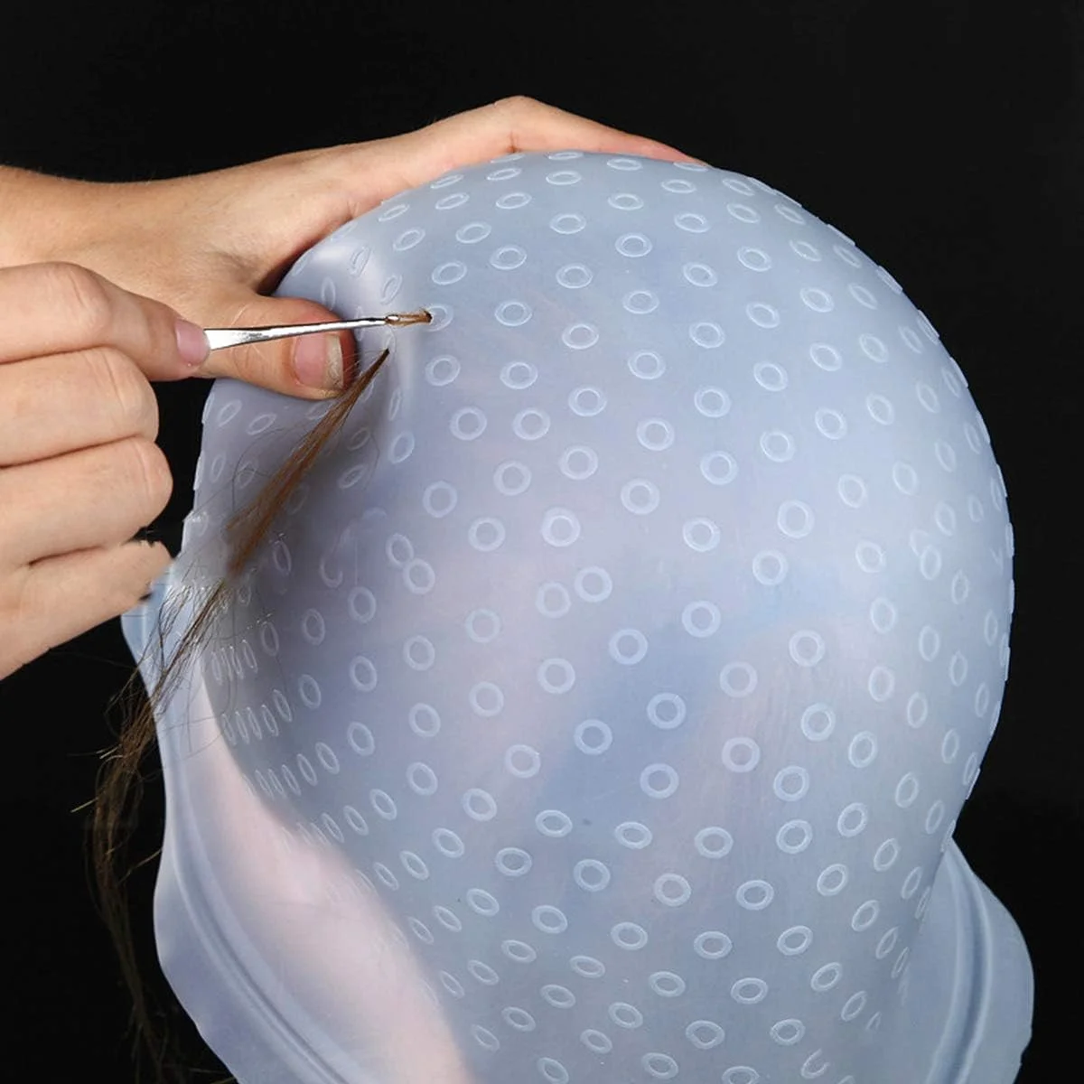 کلاه مش سیلیکونی، کلاه مش و قلاب، کلاه رنگ مو، کلاه مش یخی، کلاه مش، بدون سوراخ از قبل، سفید، یک سایز