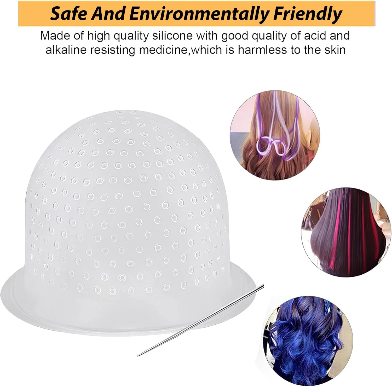 کلاه رنگ مو سیلیکونی S & S PRODUCTS حرفه ای برای هایلایت و رنگ کردن مو به همراه قلاب رنگ مو مناسب برای خانم ها و آقایان
