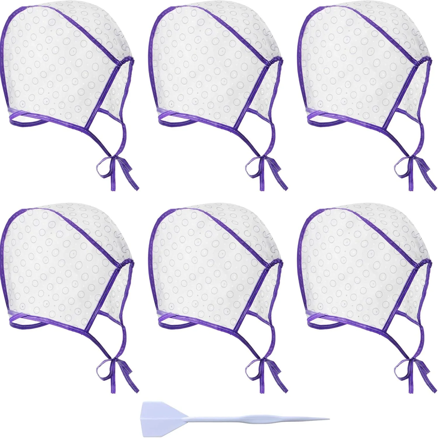 ویلباند 6 عدد کلاه مش مو، کلاه رنگ مو سالنی با قلاب پلاستیکی برای رنگ کردن مو، ابزار آرایشگری (بنفش)