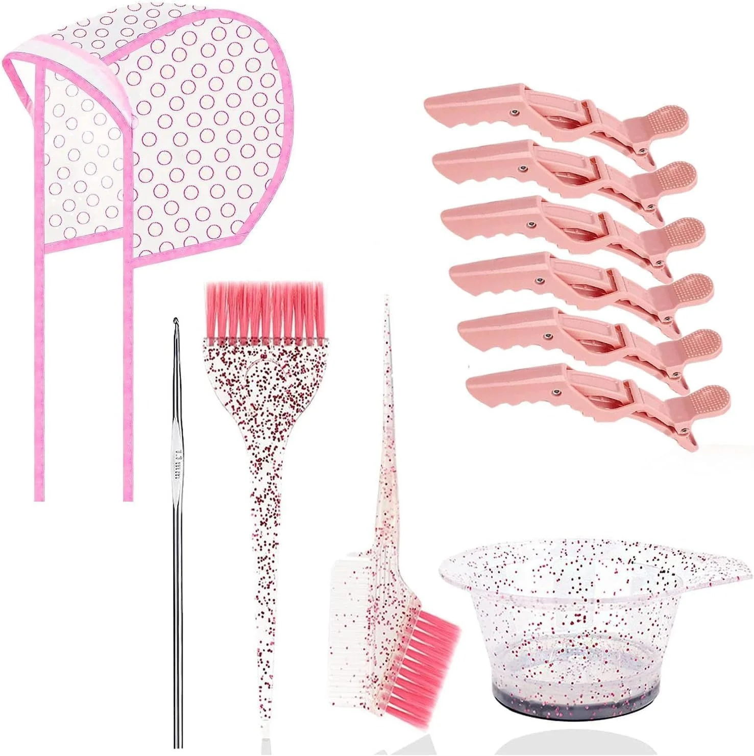 مجموعه رنگ مو آزونه، 11 تکه ابزار حرفه ای سالن رنگ مو شامل کلاه مش، برس و کاسه برای ترکیب رنگ مو در خانه، شامل گیره، کاسه، برس رنگ، گوشی