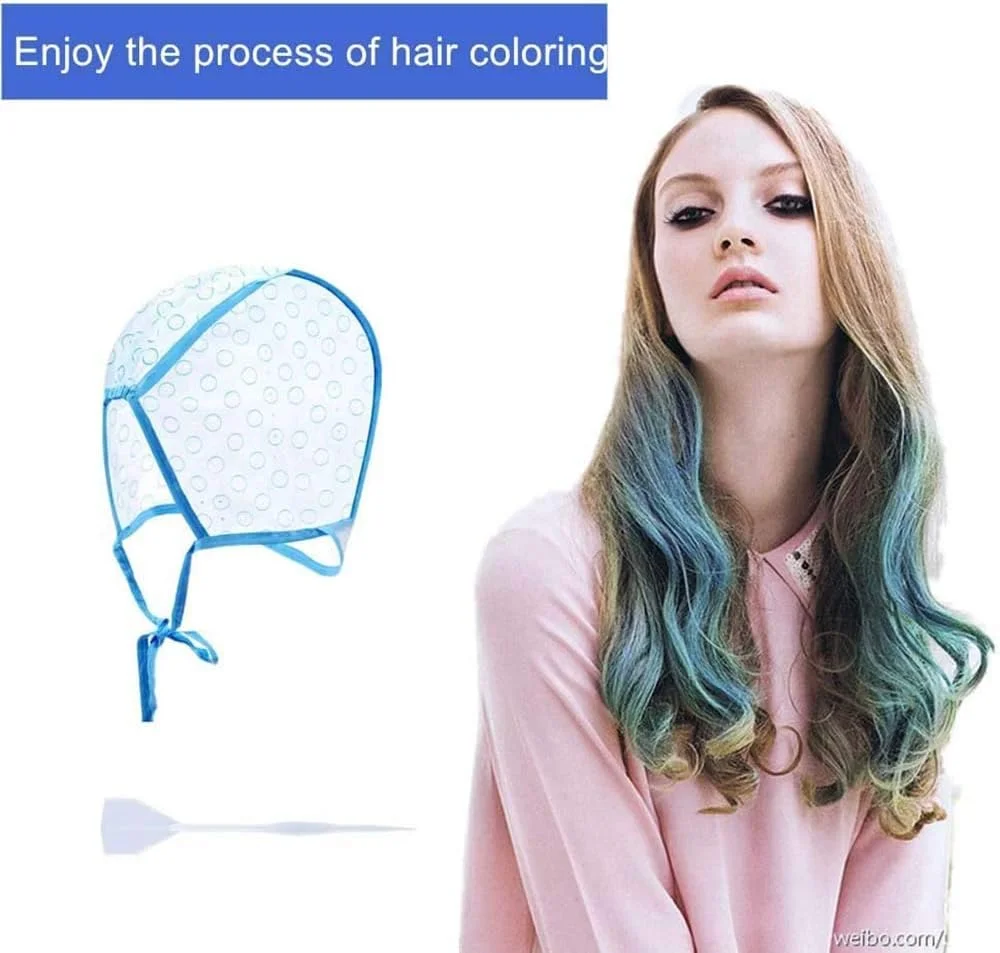 کلاه مش مو دلفینو، کلاه رنگ مو، کلاه رنگ موی سالنی با 2 عدد قلاب پلاستیکی برای رنگ کردن مو در سالن و خانه، مجموعه 4 عددی