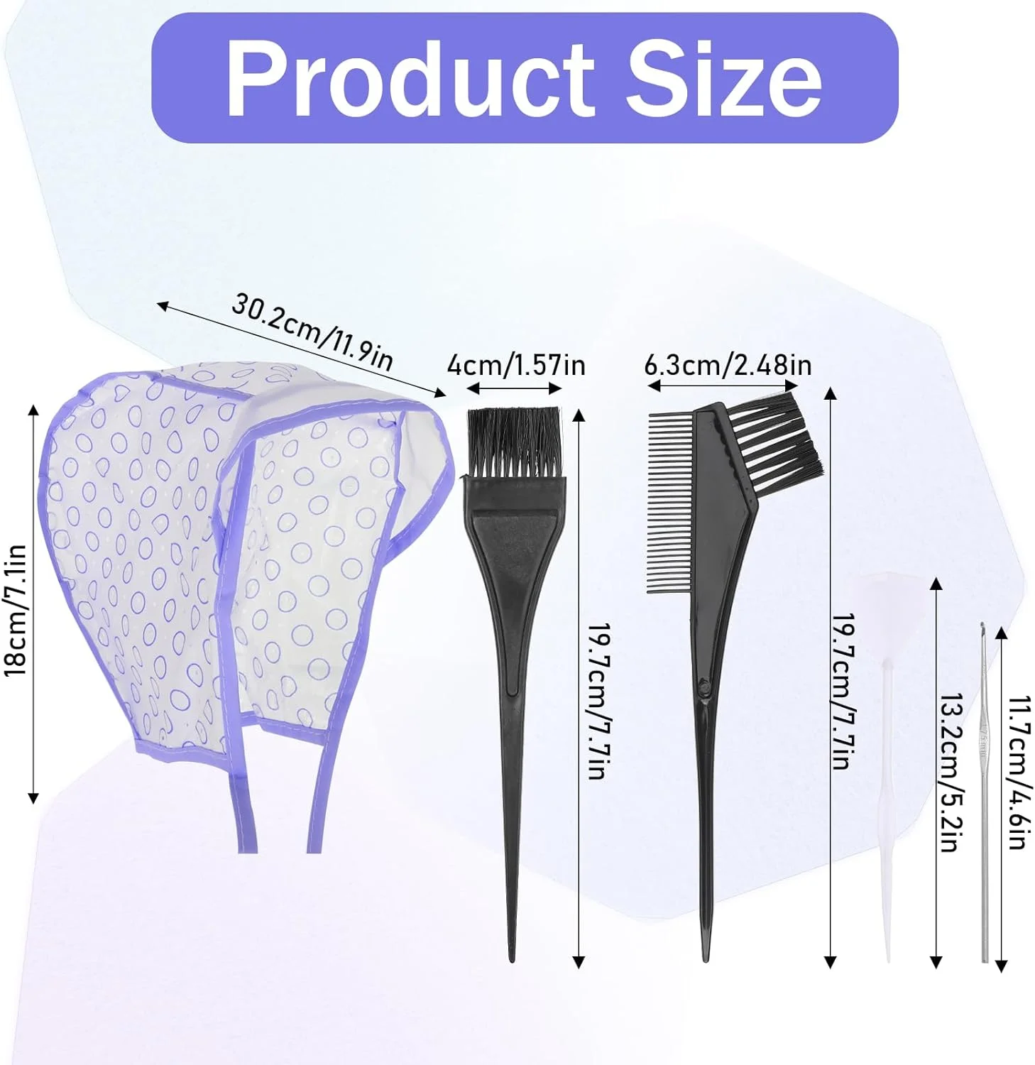 ست ۳ عددی کلاه مش مو بیودی، کیت مش، کلاه مش با قلاب، کیت رنگ مو برای رنگ کردن مو در سالن آرایش