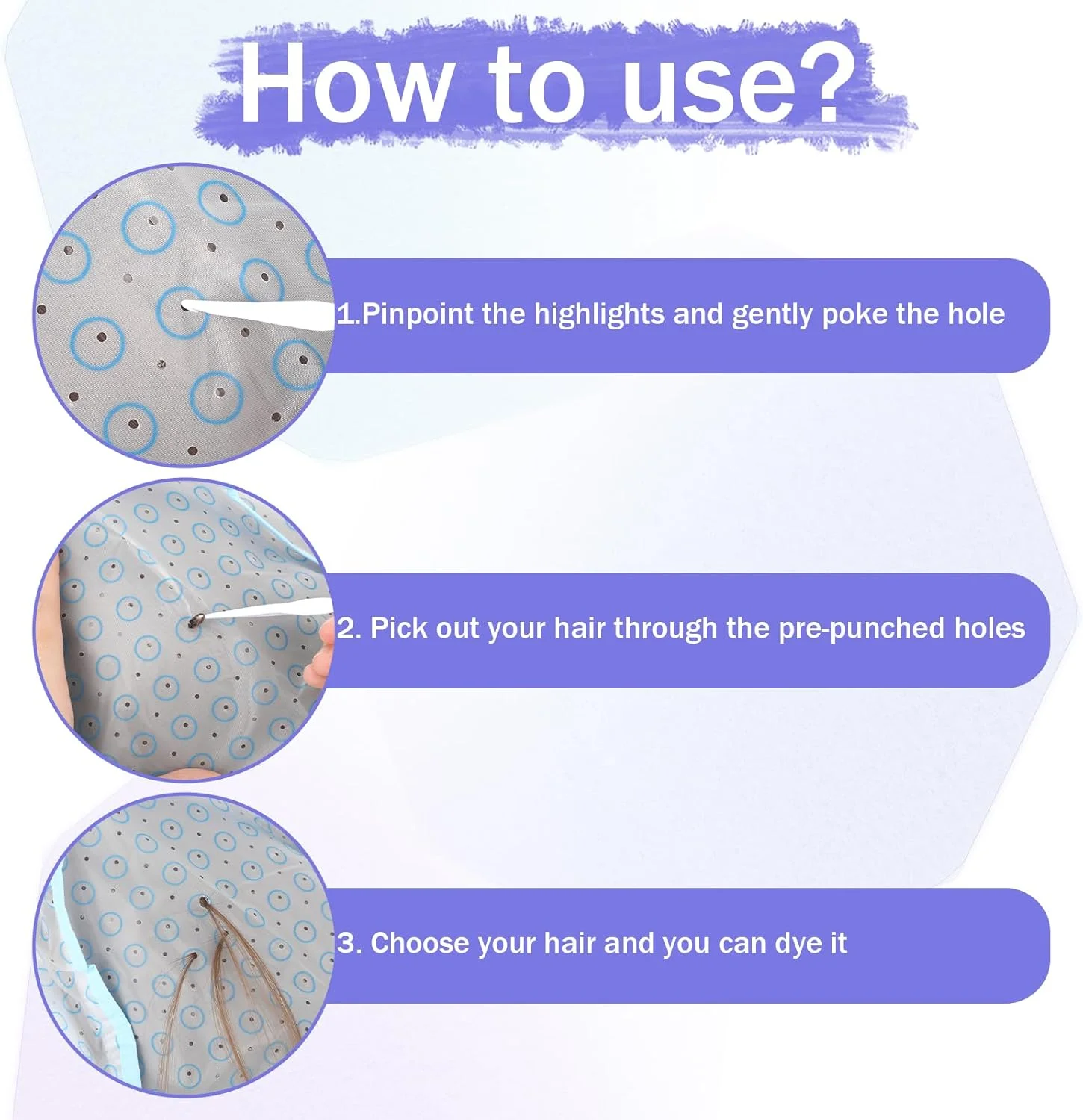 ست ۳ عددی کلاه مش مو بیودی، کیت مش، کلاه مش با قلاب، کیت رنگ مو برای رنگ کردن مو در سالن آرایش