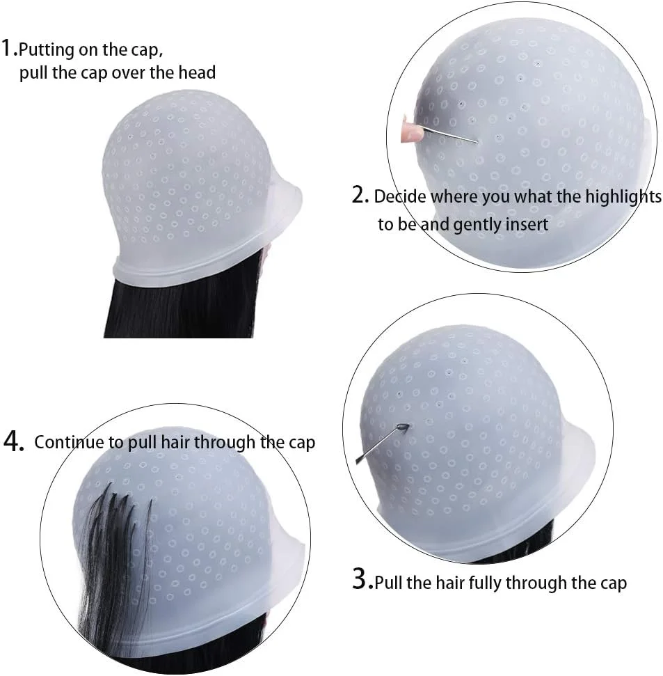 ست کلاه هایلایت سیلیکونی برای رنگ کردن مو 2 عددی، کلاه هایلایت حرفه ای قابل استفاده مجدد با قلاب و ابزار رنگ آمیزی مو برای آرایشگاه، مناسب برای خانم ها و آقایان ست کلاه هایلایت سیلیکونی برای رنگ کردن مو 2 عددی، کلاه هایلایت حرفه ای قابل استفاده مجدد با قلاب و ابزار رنگ آمیزی مو برای آرایشگاه، مناسب برای خانم ها و آقایان