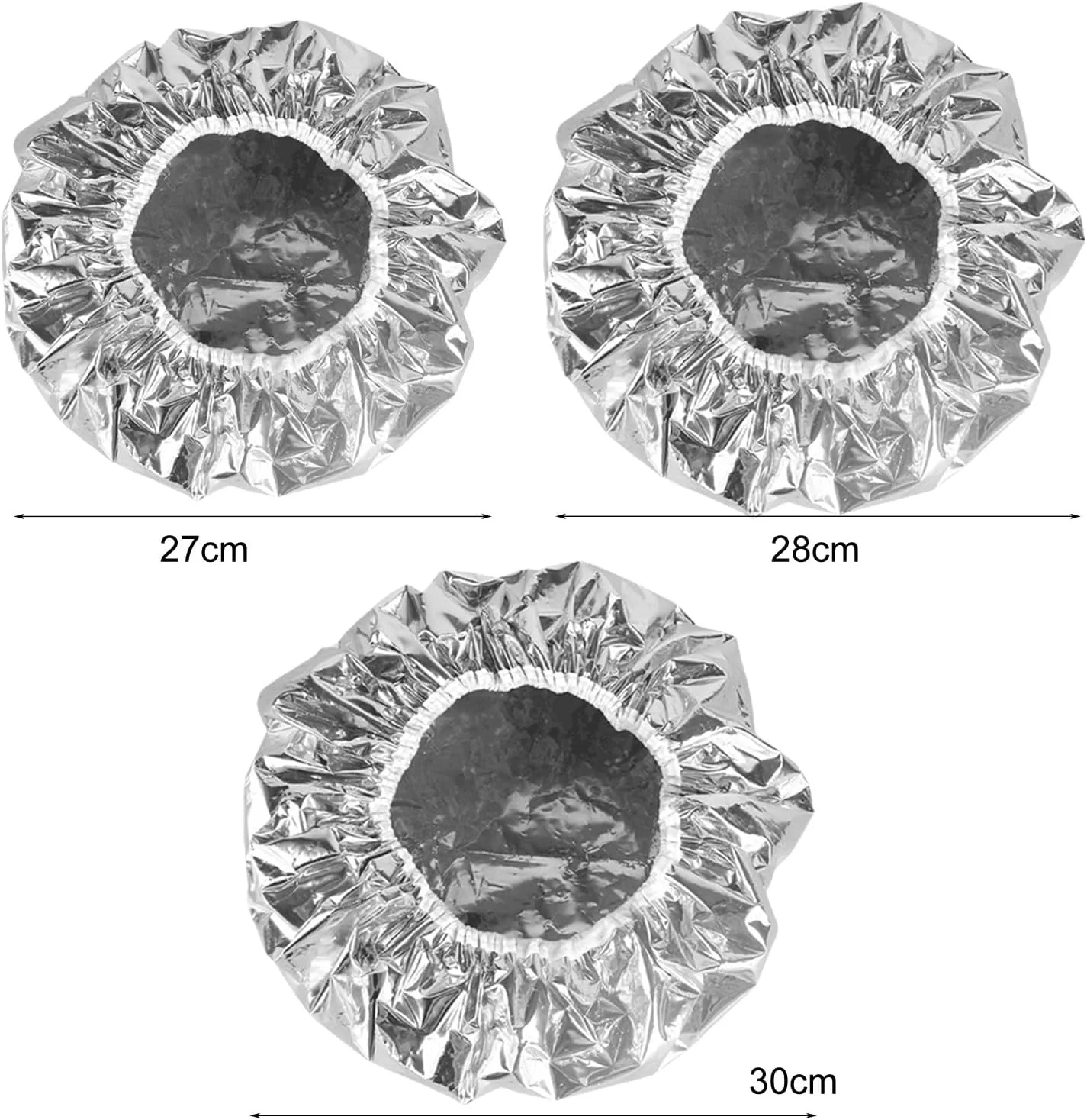 کلاه حرارتی مو فویلی آلومینیومی، 5 عدد کلاه پردازش مو فویلی آلومینیومی قابل استفاده مجدد، کلاه رنگ مو، کلاه دوش برای استفاده در سالن منزل (30 سانتی متر)، نقره ای