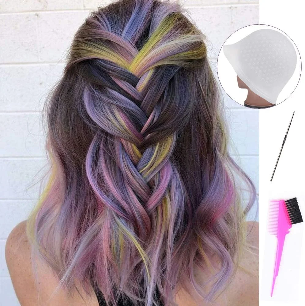 ست کلاه هایلایت سیلیکونی برای رنگ کردن مو 2 عددی، کلاه هایلایت حرفه ای قابل استفاده مجدد با قلاب و ابزار رنگ آمیزی مو برای آرایشگاه، مناسب برای خانم ها و آقایان ست کلاه هایلایت سیلیکونی برای رنگ کردن مو 2 عددی، کلاه هایلایت حرفه ای قابل استفاده مجدد با قلاب و ابزار رنگ آمیزی مو برای آرایشگاه، مناسب برای خانم ها و آقایان