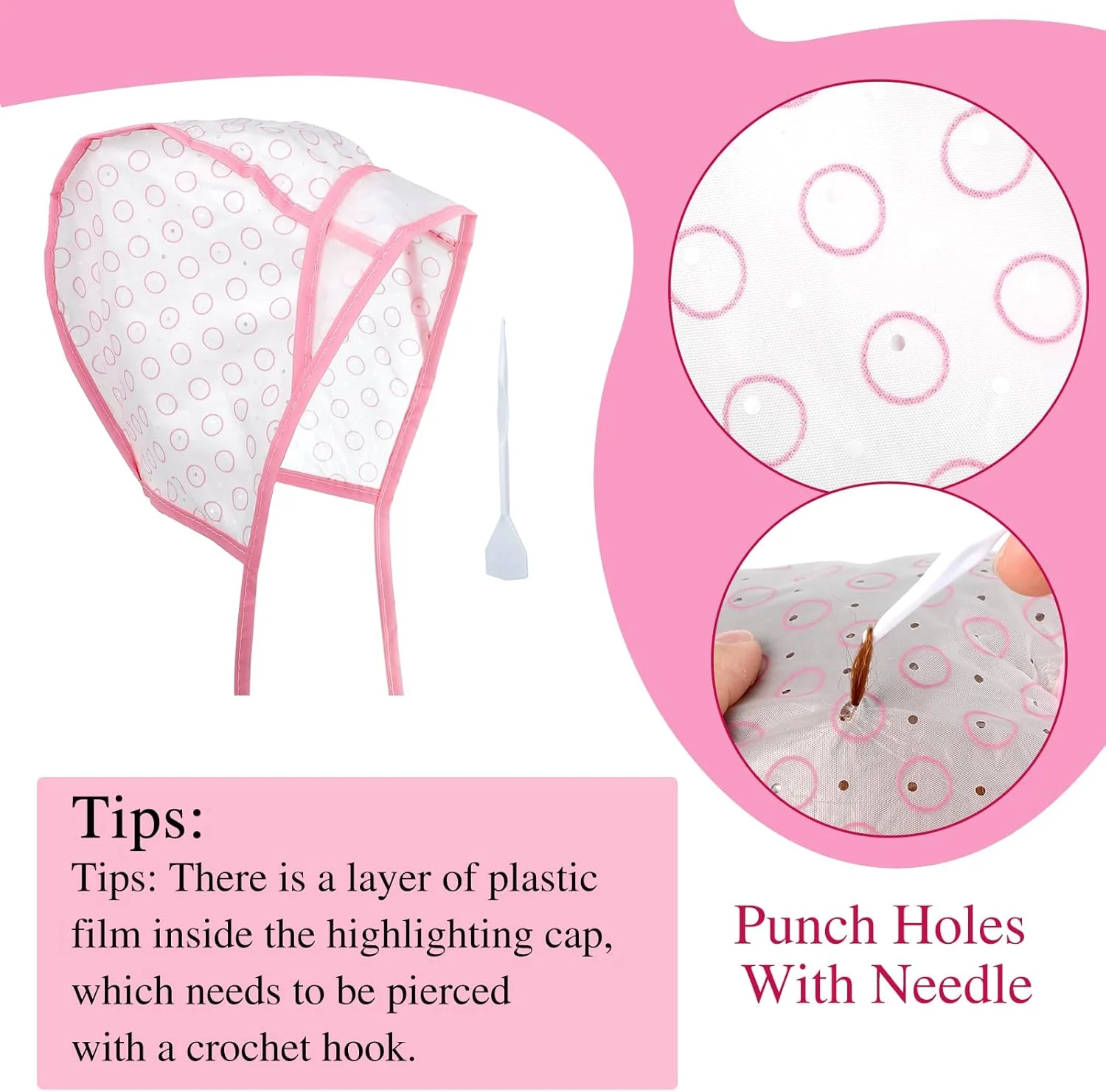 بسته 3 عددی کلاه هایلایت Bewudy، کلاه رنگ موی قابل تنظیم با قلاب های پلاستیکی برای خانم ها و دختران، کلاه هایلایت مو با سوراخ برای استفاده در سالن و منزل، صورتی، بنفش، آبی بسته 3 عددی کلاه هایلایت Bewudy، کلاه رنگ موی قابل تنظیم با قلاب های پلاستیکی برای خانم ها و دختران، کلاه هایلایت مو با سوراخ برای استفاده در سالن و منزل، صورتی، بنفش، آبی