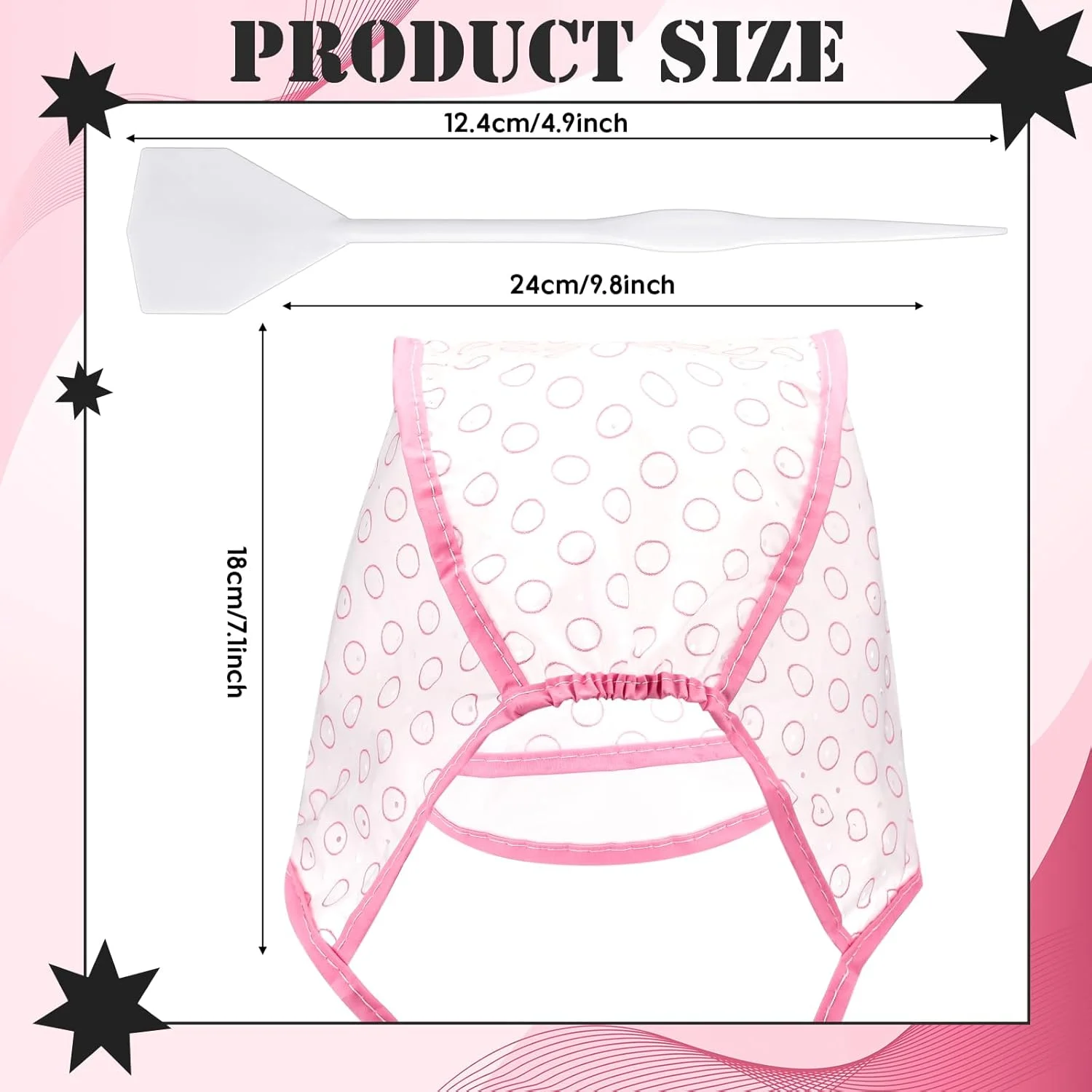 کلاه مش مو با قلاب پلاستیکی برای رنگ کردن مو در خانه یا سالن (صورتی)