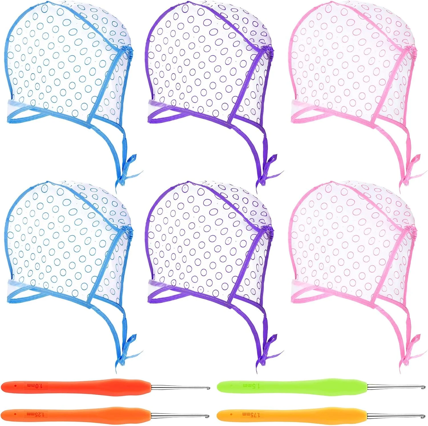 ویدرس 6 تکه کلاه مش هایلایت، کلاه رنگ مو سالنی با 4 عدد سوزن هایلایت مو و قلاب بافی برای رنگ کردن مو، ابزار آرایشگری ویدرس 6 تکه کلاه مش هایلایت، کلاه رنگ مو سالنی با 4 عدد سوزن هایلایت مو و قلاب بافی برای رنگ کردن مو، ابزار آرایشگری