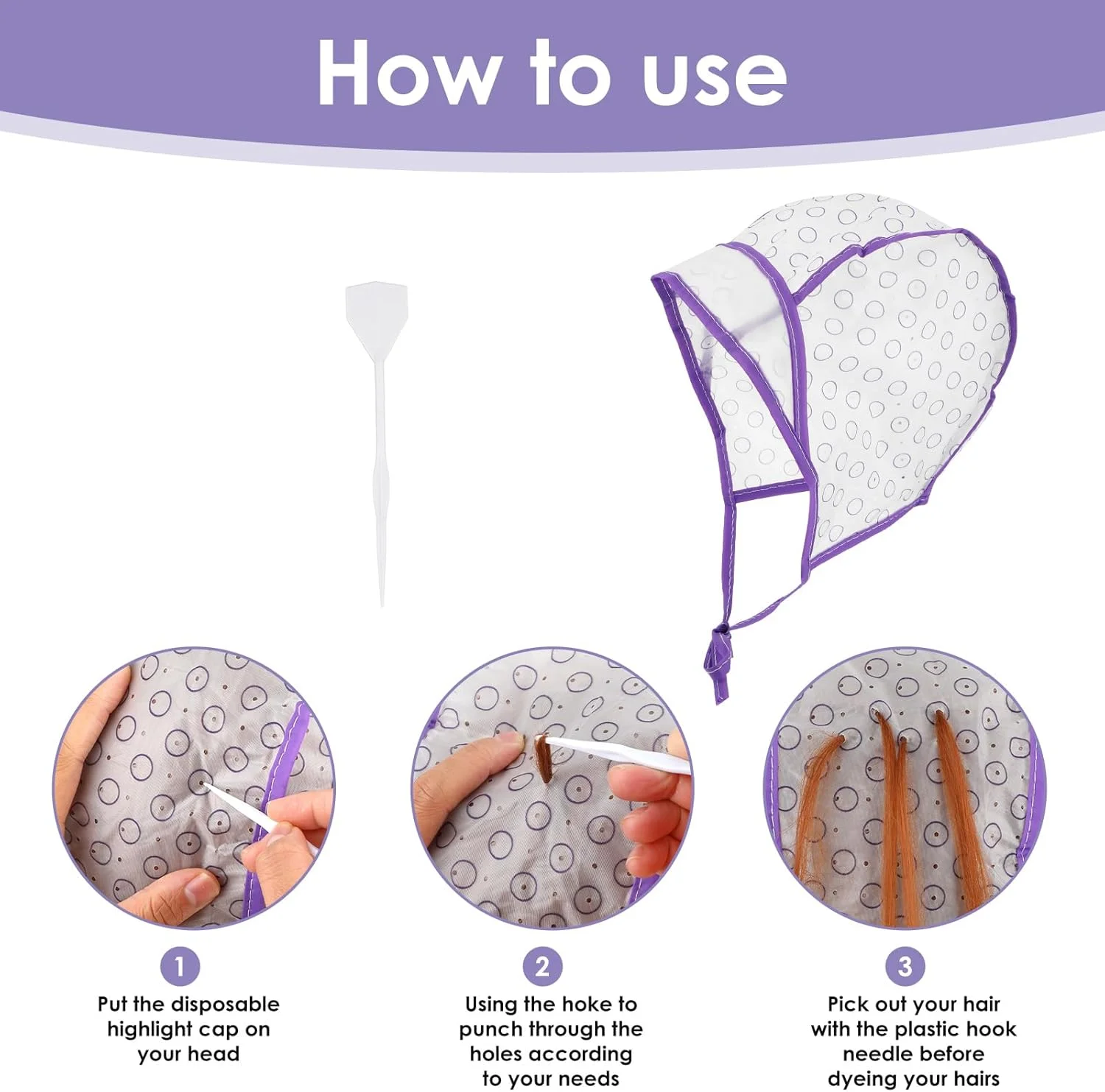 دسته 6 عددی کلاه رنگ مو، کلاه مش، کلاه نوک تیز هنری با قلاب بافتنی پلاستیکی برای رنگ کردن مو در خانه و آرایشگاه دسته 6 عددی کلاه رنگ مو، کلاه مش، کلاه نوک تیز هنری با قلاب بافتنی پلاستیکی برای رنگ کردن مو در خانه و آرایشگاه