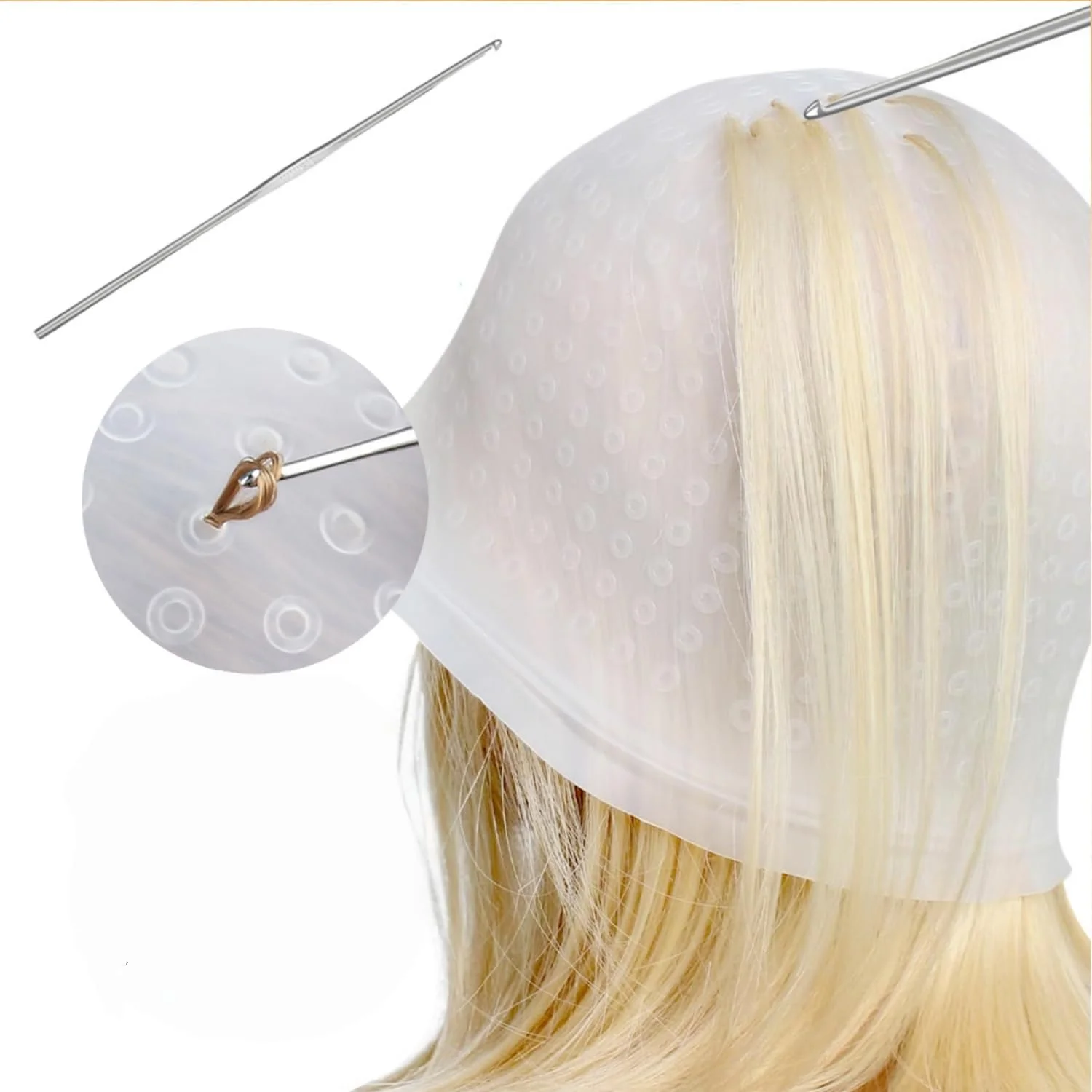 کلاه مش مو سیلیکونی با سوراخ های از پیش پانچ شده، کلاه رنگ مو حرفه ای و قابل استفاده مجدد برای آقایان و بانوان به همراه قلاب برای جدا کردن مو، مناسب برای رنگ کردن مو در خانه و سالن (سفید، 1 عدد) کلاه مش مو سیلیکونی با سوراخ های از پیش پانچ شده، کلاه رنگ مو حرفه ای و قابل استفاده مجدد برای آقایان و بانوان به همراه قلاب برای جدا کردن مو، مناسب برای رنگ کردن مو در خانه و سالن (سفید، 1 عدد)