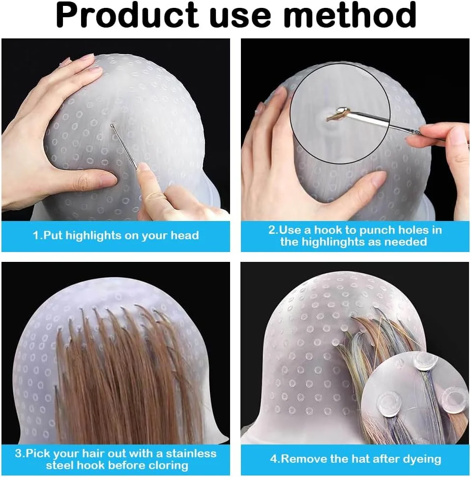 کلاه مش مو با قلاب، کلاه مش سیلیکونی سوراخ دار با سوزن، کیت کلاه و قلاب مش، ابزار حرفه ای آرایشگری سیلیکونی سالن کلاه مش مو با قلاب، کلاه مش سیلیکونی سوراخ دار با سوزن، کیت کلاه و قلاب مش، ابزار حرفه ای آرایشگری سیلیکونی سالن