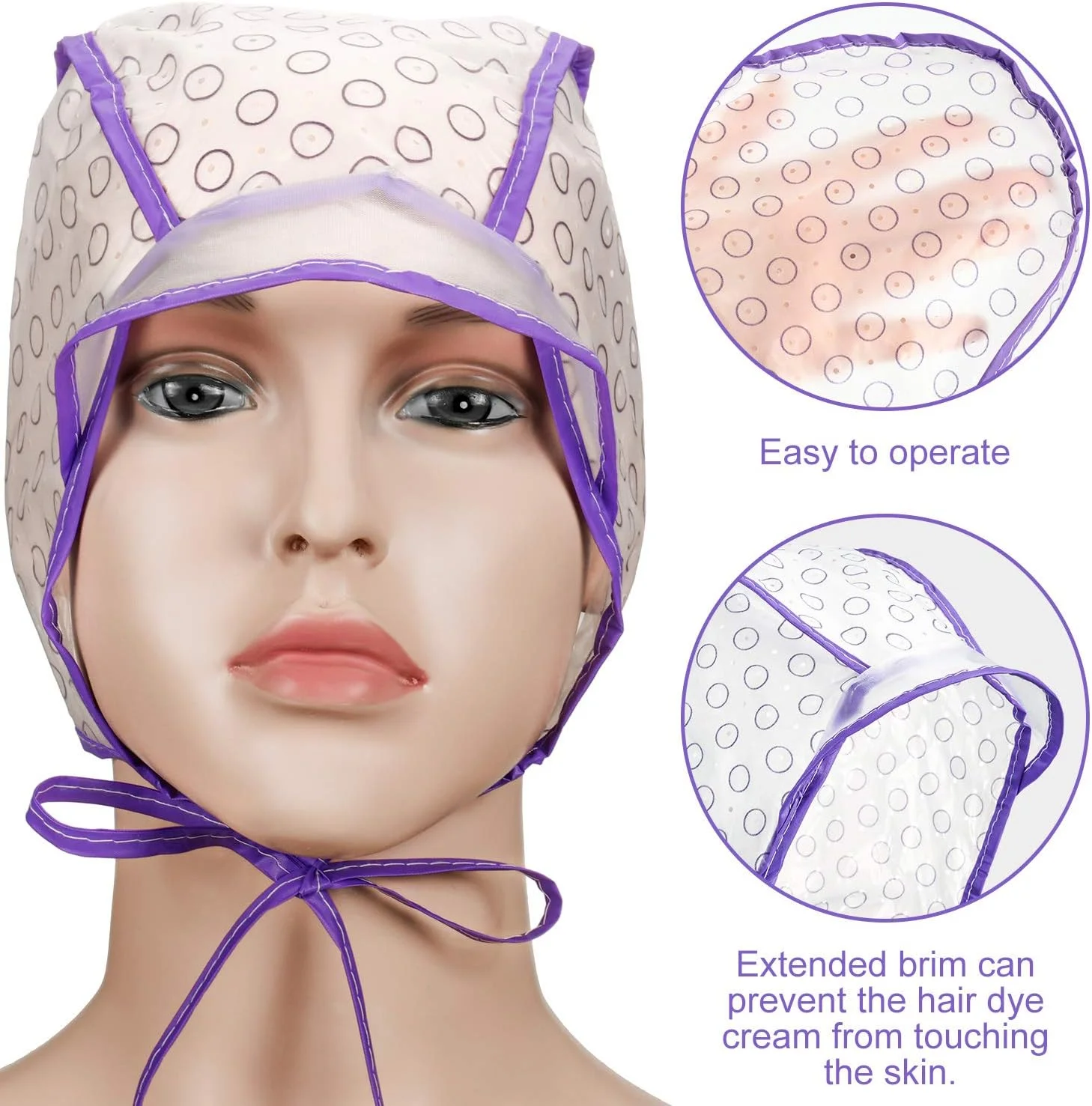 کلاه رنگ مو یکبار مصرف، 20 عدد به همراه 2 عدد قلاب فلزی، مناسب برای رنگ کردن مو در خانه و سالن (بنفش)