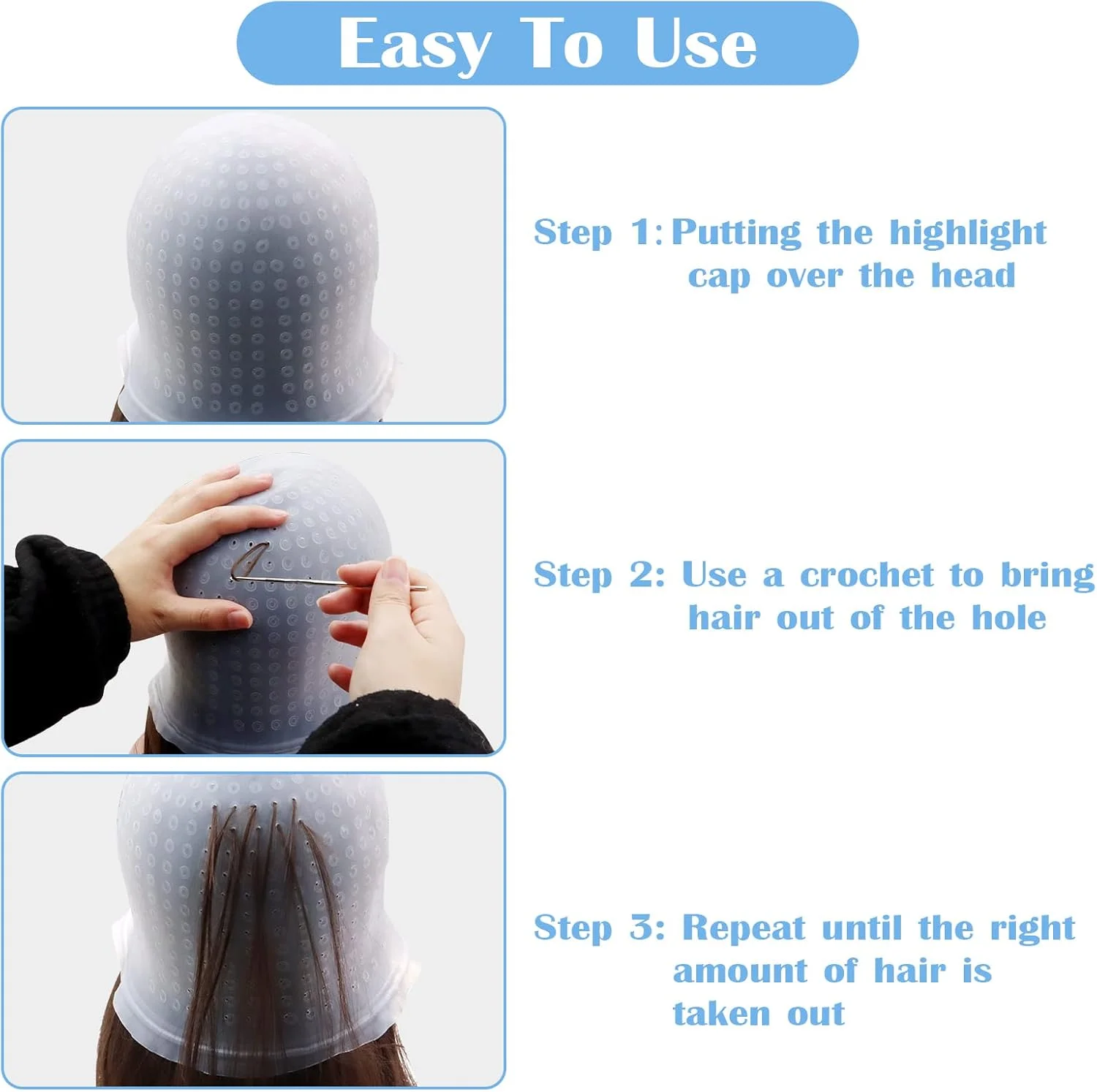 کلاه مش سوراخ دار سیلیکونی مو با برس و سوزن رنگ مو، کلاه مش، کلاه هایلایت، ابزار حرفه ای آرایشگری مو سیلیکونی برای زنان و مردان کلاه مش سوراخ دار سیلیکونی مو با برس و سوزن رنگ مو، کلاه مش، کلاه هایلایت، ابزار حرفه ای آرایشگری مو سیلیکونی برای زنان و مردان