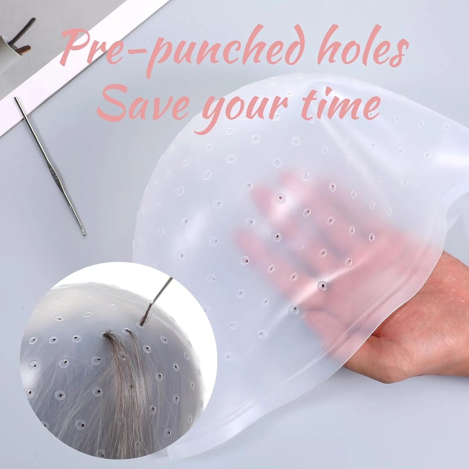 کلاه مش سیلیکونی سوراخ دار به همراه سوزن، کلاه های سوراخ دار حرفه ای و قابل استفاده مجدد با قلاب برای رنگ کردن مو در سالن های آرایشی، ابزار رنگ آمیزی مو برای زنان و مردان کلاه مش سیلیکونی سوراخ دار به همراه سوزن، کلاه های سوراخ دار حرفه ای و قابل استفاده مجدد با قلاب برای رنگ کردن مو در سالن های آرایشی، ابزار رنگ آمیزی مو برای زنان و مردان