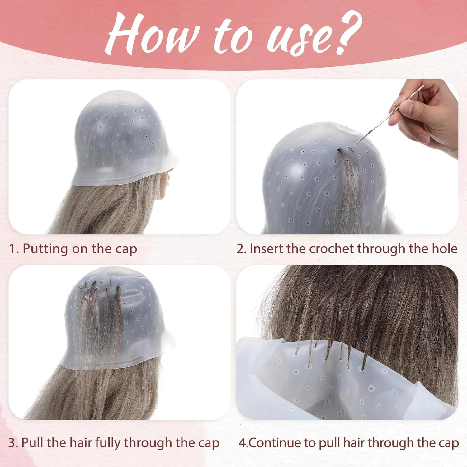 کلاه مش سیلیکونی سوراخ دار به همراه سوزن، کلاه های سوراخ دار حرفه ای و قابل استفاده مجدد با قلاب برای رنگ کردن مو در سالن های آرایشی، ابزار رنگ آمیزی مو برای زنان و مردان کلاه مش سیلیکونی سوراخ دار به همراه سوزن، کلاه های سوراخ دار حرفه ای و قابل استفاده مجدد با قلاب برای رنگ کردن مو در سالن های آرایشی، ابزار رنگ آمیزی مو برای زنان و مردان