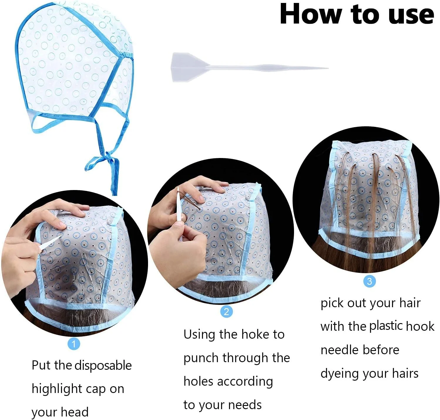 Hsthe Sea 10 عدد کلاه مش مو کلاه رنگ مو سالنی کلاه رنگ هایلایت با قلاب پلاستیکی برای رنگ کردن مو در سالن و خانه (آبی) Hsthe Sea 10 عدد کلاه مش مو کلاه رنگ مو سالنی کلاه رنگ هایلایت با قلاب پلاستیکی برای رنگ کردن مو در سالن و خانه (آبی)