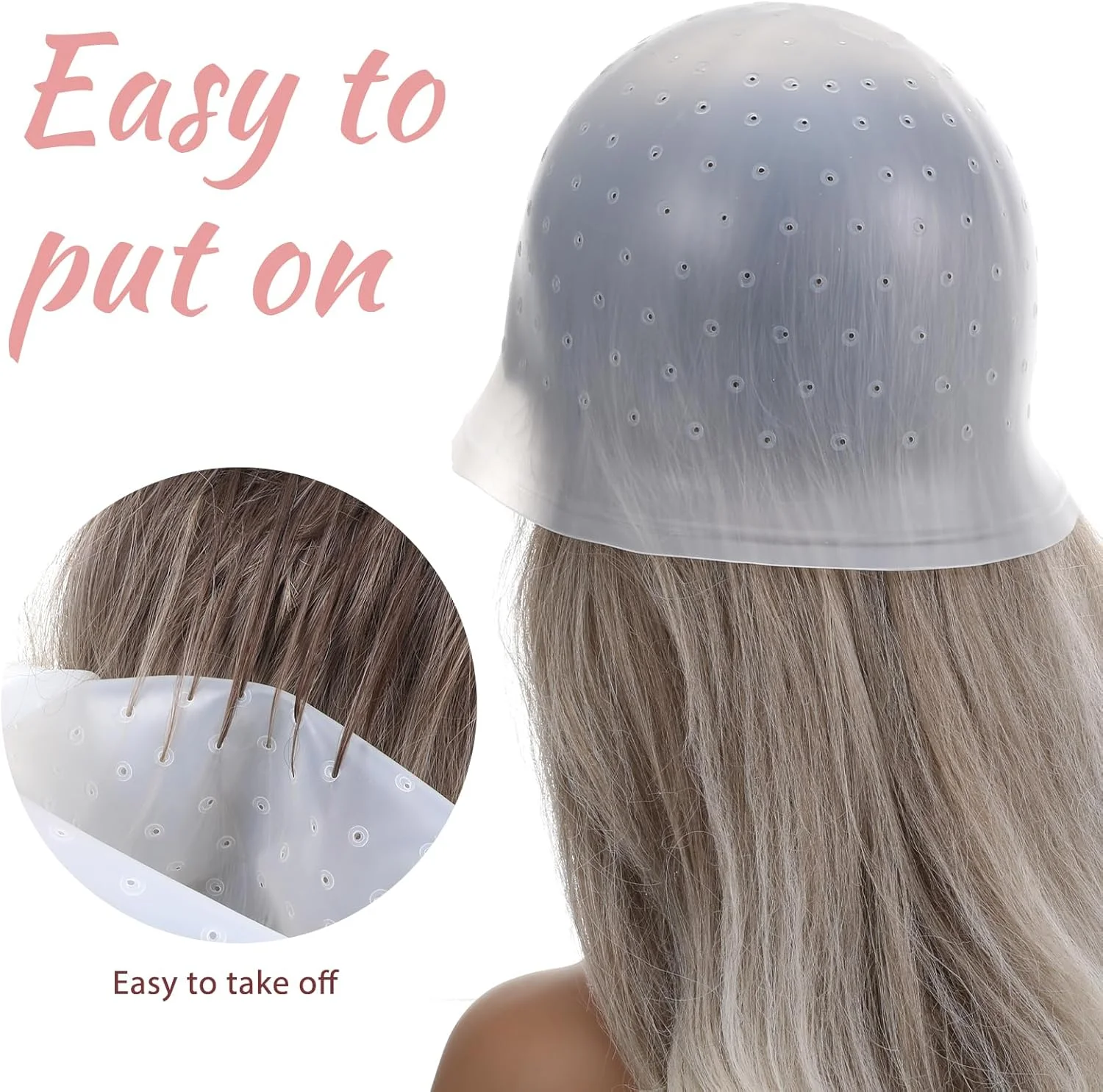 کلاه مش سیلیکونی سوراخ دار به همراه سوزن، کلاه های سوراخ دار حرفه ای و قابل استفاده مجدد با قلاب برای رنگ کردن مو در سالن های آرایشی، ابزار رنگ آمیزی مو برای زنان و مردان کلاه مش سیلیکونی سوراخ دار به همراه سوزن، کلاه های سوراخ دار حرفه ای و قابل استفاده مجدد با قلاب برای رنگ کردن مو در سالن های آرایشی، ابزار رنگ آمیزی مو برای زنان و مردان