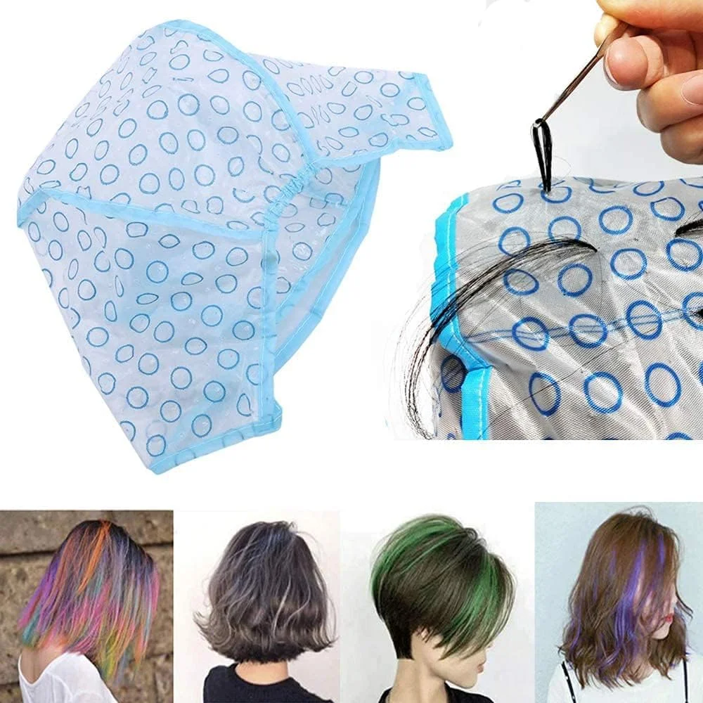 Hsthe Sea 10 عدد کلاه مش مو کلاه رنگ مو سالنی کلاه رنگ هایلایت با قلاب پلاستیکی برای رنگ کردن مو در سالن و خانه (آبی) Hsthe Sea 10 عدد کلاه مش مو کلاه رنگ مو سالنی کلاه رنگ هایلایت با قلاب پلاستیکی برای رنگ کردن مو در سالن و خانه (آبی)