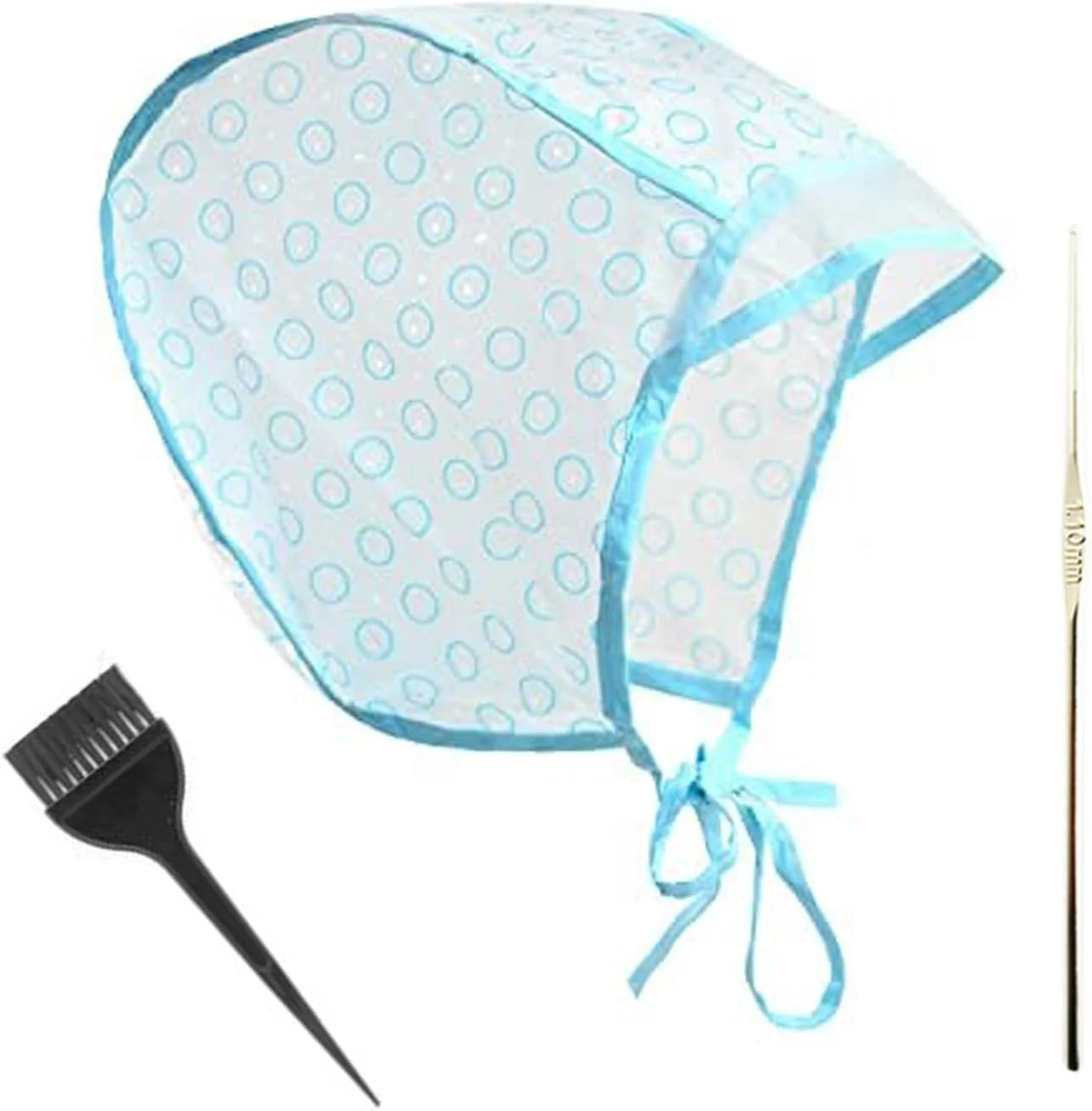 کلاه مش مو و کاردک رنگ مو، کلاه رنگ موی سالنی با قلاب برای رنگ کردن مو (1 عدد) کلاه مش مو و کاردک رنگ مو، کلاه رنگ موی سالنی با قلاب برای رنگ کردن مو (1 عدد)