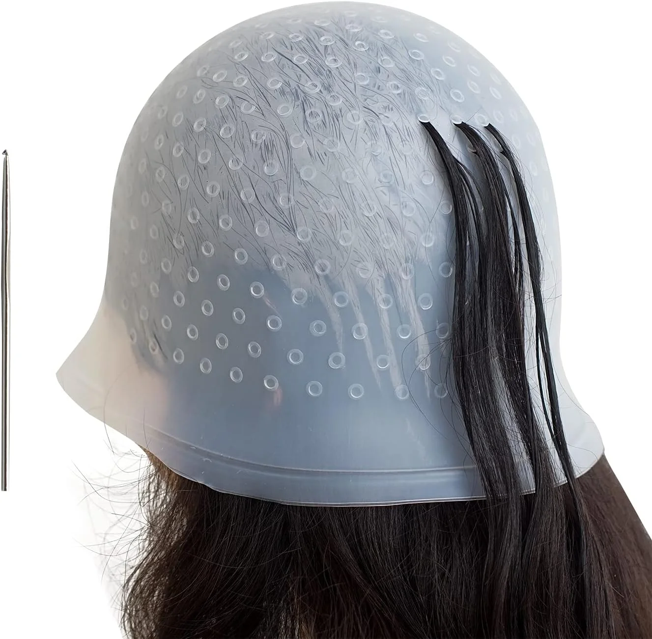 کلاه مش سوزنی لوساریا نیم دایره ای، کلاه مش مو سیلیکونی سوراخ دار قابل استفاده مجدد، کلاه ضخیم برای مش کردن مو، کلاه رنگ مو DIY با قلاب کلاه مش سوزنی لوساریا نیم دایره ای، کلاه مش مو سیلیکونی سوراخ دار قابل استفاده مجدد، کلاه ضخیم برای مش کردن مو، کلاه رنگ مو DIY با قلاب