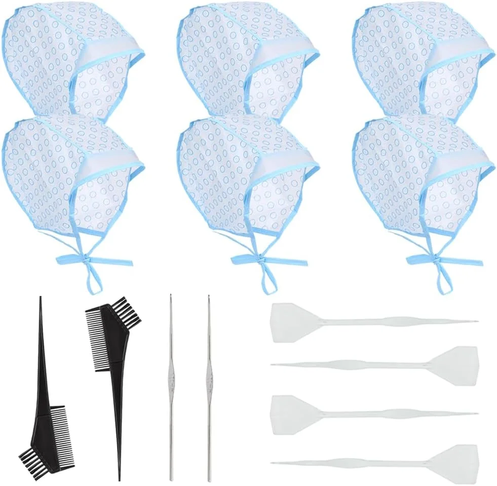 ست ۱۴ تکه هایلایت مو TRKETK، شامل ۶ کلاه یکبار مصرف مش مو با ۴ سوزن قلاب پلاستیکی، ۲ قلاب و ۲ برس رنگ مو، کلاه هایلایت رنگ مو برای استفاده در سالن و رنگ کردن مو در خانه ست ۱۴ تکه هایلایت مو TRKETK، شامل ۶ کلاه یکبار مصرف مش مو با ۴ سوزن قلاب پلاستیکی، ۲ قلاب و ۲ برس رنگ مو، کلاه هایلایت رنگ مو برای استفاده در سالن و رنگ کردن مو در خانه