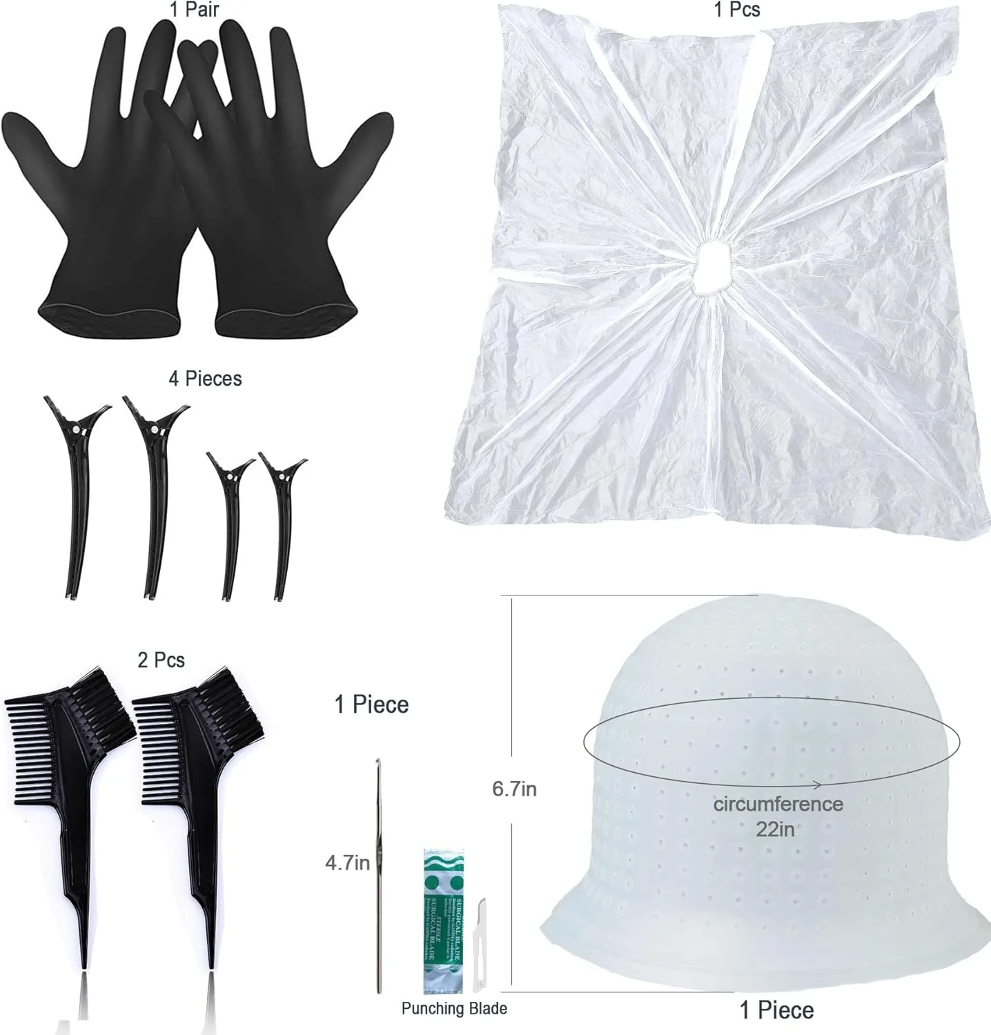 کلاه هایلایت سیلیکونی برای رنگ کردن مو، 17 تکه کلاه هایلایت با قلاب، ابزار رنگ و دکلره موی قابل استفاده مجدد برای آرایشگاه، مناسب بانوان و آقایان کلاه هایلایت سیلیکونی برای رنگ کردن مو، 17 تکه کلاه هایلایت با قلاب، ابزار رنگ و دکلره موی قابل استفاده مجدد برای آرایشگاه، مناسب بانوان و آقایان