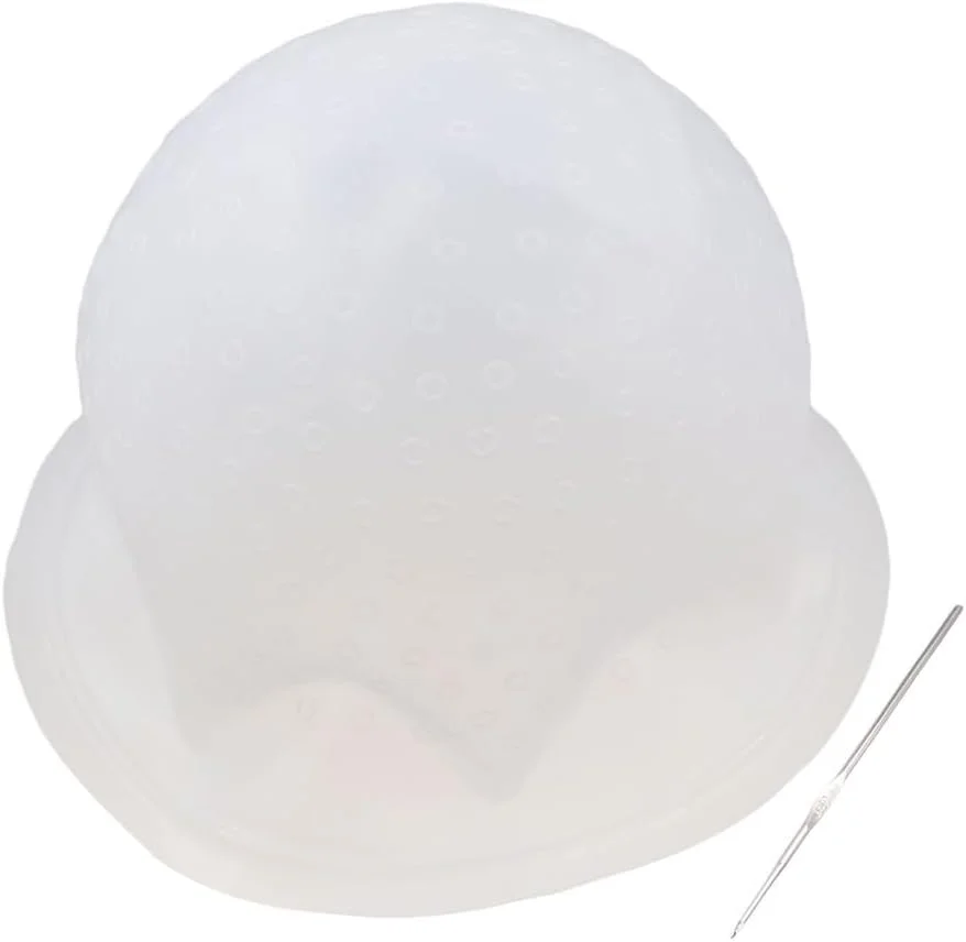 کلاه مش و رنگ مو سیلیکونی GUEDKIKL، کلاه حرفه ای و قابل استفاده مجدد با سوراخ های از پیش تعیین شده و قلاب برای رنگ کردن مو در سالن های آرایشی