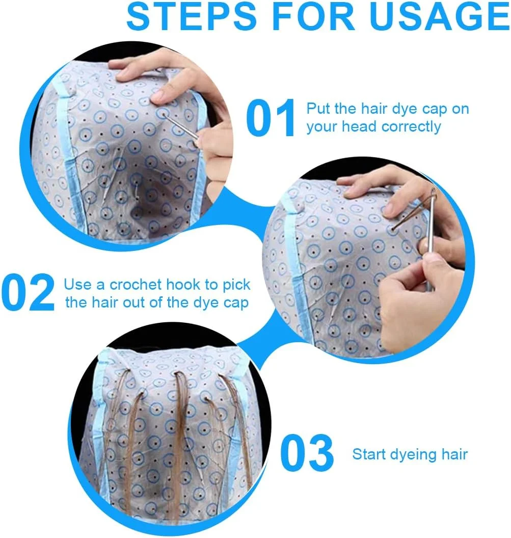 ۲ عدد کلاه مش، لوازم جانبی رنگ مو با برس رنگ و قلاب فلزی برای استفاده در منزل و سالن، کلاه مش سوراخ دار با برس ۲ عدد کلاه مش، لوازم جانبی رنگ مو با برس رنگ و قلاب فلزی برای استفاده در منزل و سالن، کلاه مش سوراخ دار با برس