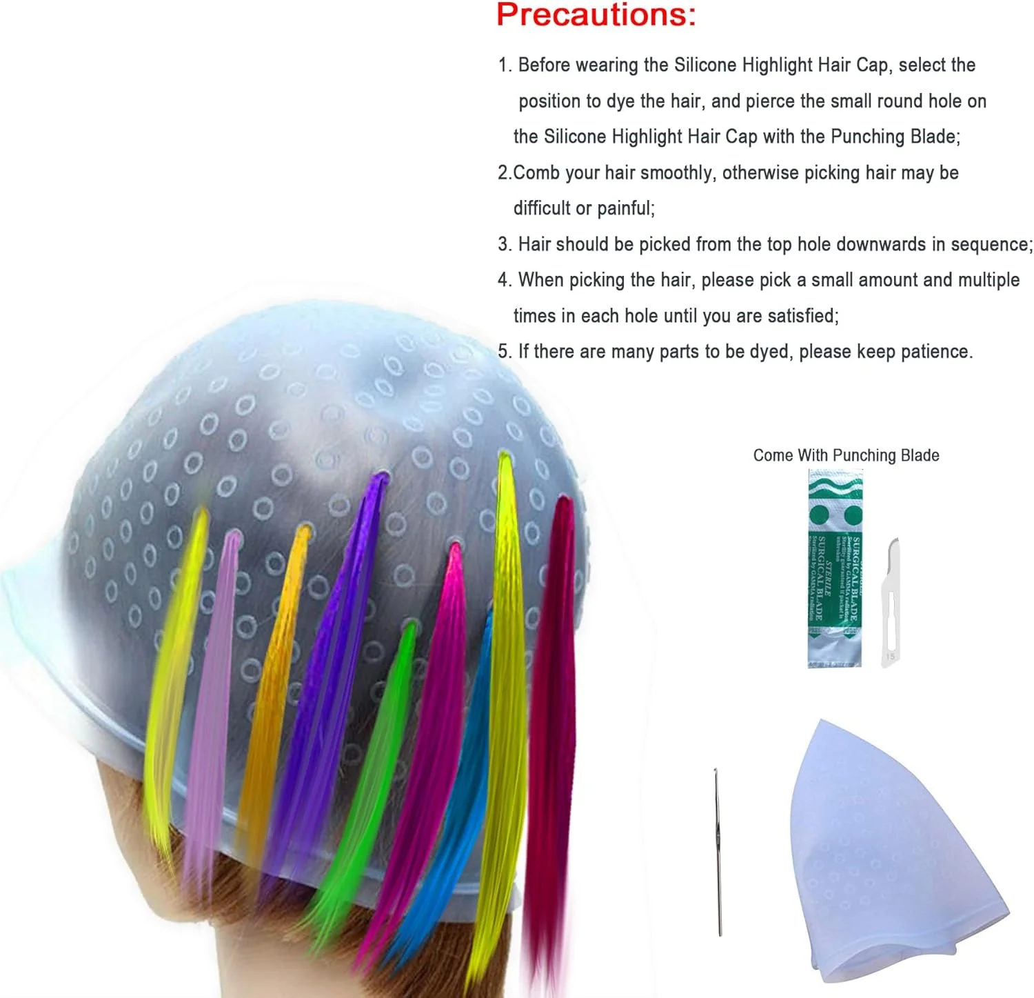 کلاه هایلایت سیلیکونی برای رنگ کردن مو، 17 تکه کلاه هایلایت با قلاب، ابزار رنگ و دکلره موی قابل استفاده مجدد برای آرایشگاه، مناسب بانوان و آقایان کلاه هایلایت سیلیکونی برای رنگ کردن مو، 17 تکه کلاه هایلایت با قلاب، ابزار رنگ و دکلره موی قابل استفاده مجدد برای آرایشگاه، مناسب بانوان و آقایان