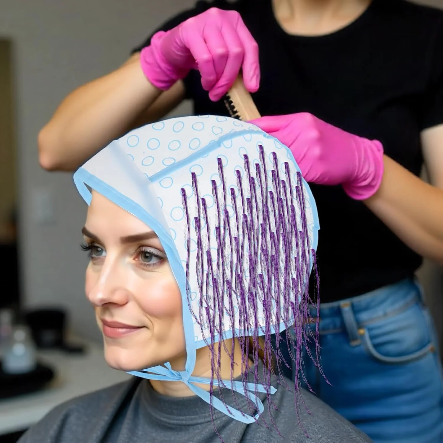 ست ۳ عددی کلاه مش مو LIQWEI، کیت رنگ مو با قلاب بافتنی برای رنگ کردن مو در خانه و سالن ست ۳ عددی کلاه مش مو LIQWEI، کیت رنگ مو با قلاب بافتنی برای رنگ کردن مو در خانه و سالن