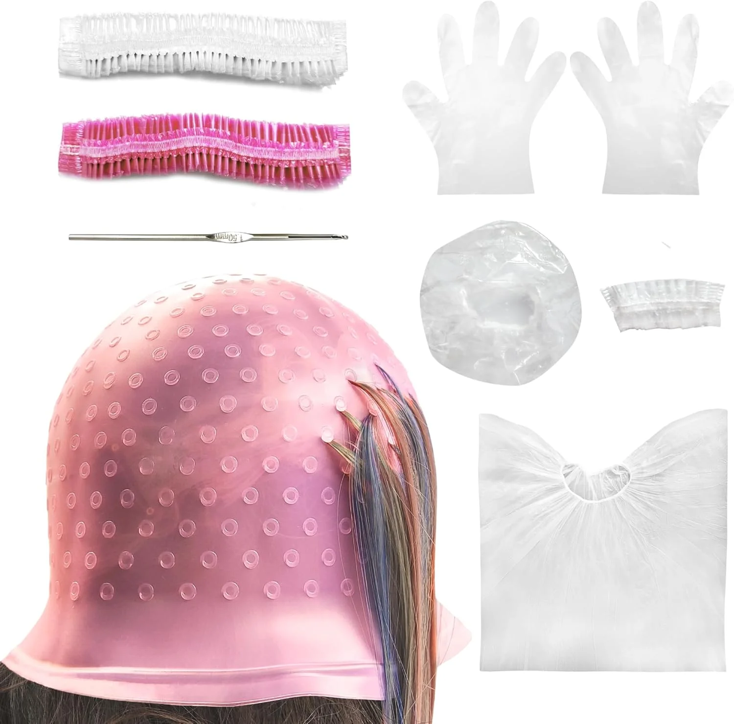 ست ۹ تکه کلاه مش، کلاه مش سیلیکونی رنگ مو با سوراخ، کلاه مش قابل استفاده مجدد با قلاب برای سالن خانگی، مجموعه ابزار رنگ آمیزی موی حرفه ای برای زنان و مردان ست ۹ تکه کلاه مش، کلاه مش سیلیکونی رنگ مو با سوراخ، کلاه مش قابل استفاده مجدد با قلاب برای سالن خانگی، مجموعه ابزار رنگ آمیزی موی حرفه ای برای زنان و مردان