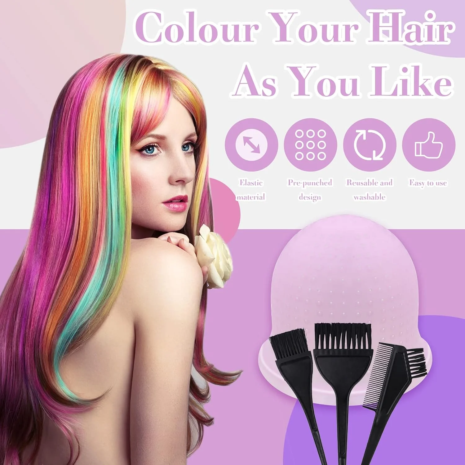 کلاه مش مو VEGCOO با ست قلاب و برس، ابزار رنگ آمیزی مو با کلاه مش با کیفیت سالن حرفه ای، کلاه فراستینگ سیلیکونی قابل استفاده مجدد، ابزار آرایشگری رنگ مو برای استفاده در سالن و منزل کلاه مش مو VEGCOO با ست قلاب و برس، ابزار رنگ آمیزی مو با کلاه مش با کیفیت سالن حرفه ای، کلاه فراستینگ سیلیکونی قابل استفاده مجدد، ابزار آرایشگری رنگ مو برای استفاده در سالن و منزل