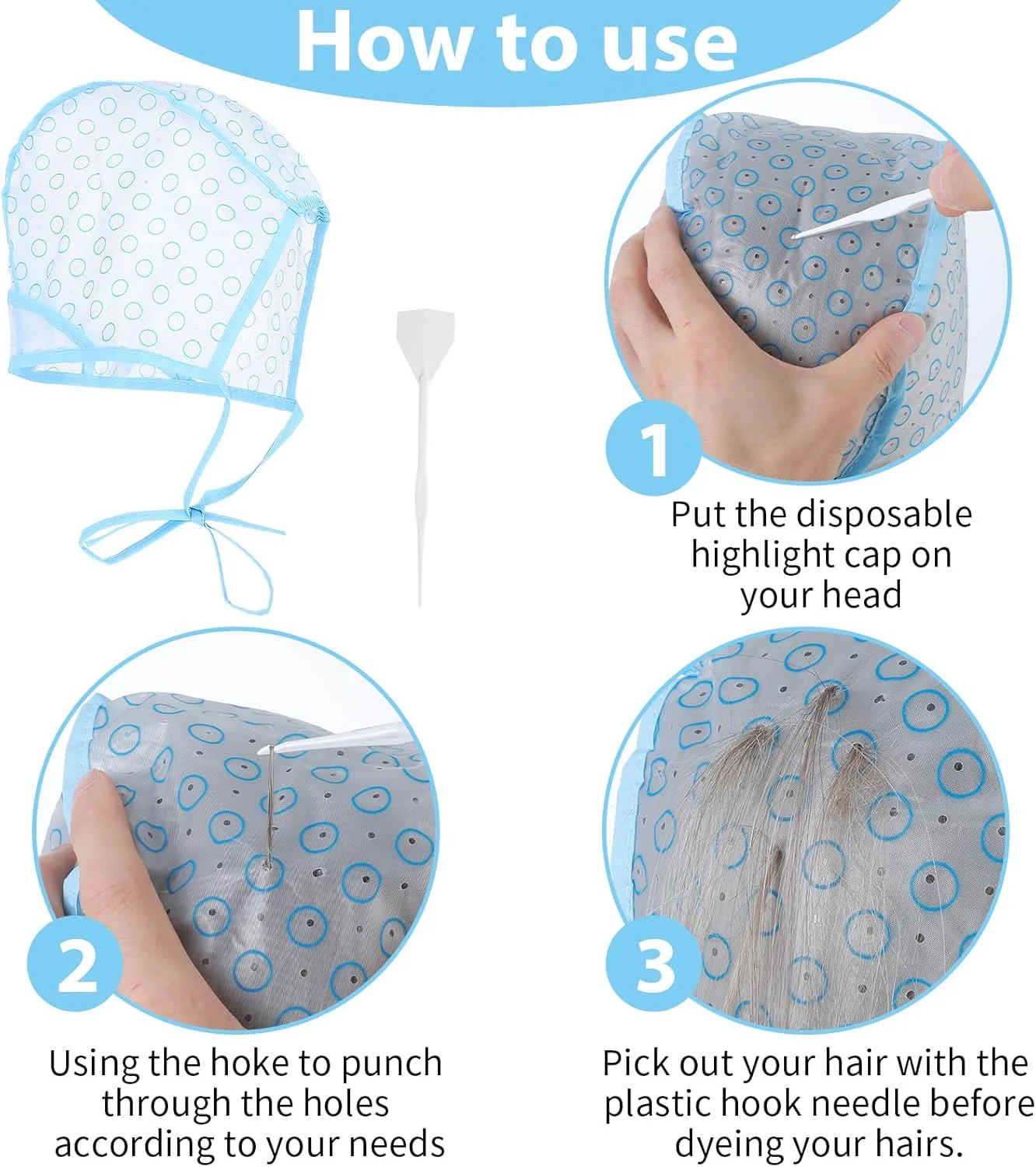 کیت کلاه مش مو APLZGMG شامل 6 عدد کلاه مش مو، کلاه رنگ مو با قلاب های پلاستیکی برای رنگ و هایلایت آسان مو، ابزار آرایشگری رنگ مو کیت کلاه مش مو APLZGMG شامل 6 عدد کلاه مش مو، کلاه رنگ مو با قلاب های پلاستیکی برای رنگ و هایلایت آسان مو، ابزار آرایشگری رنگ مو