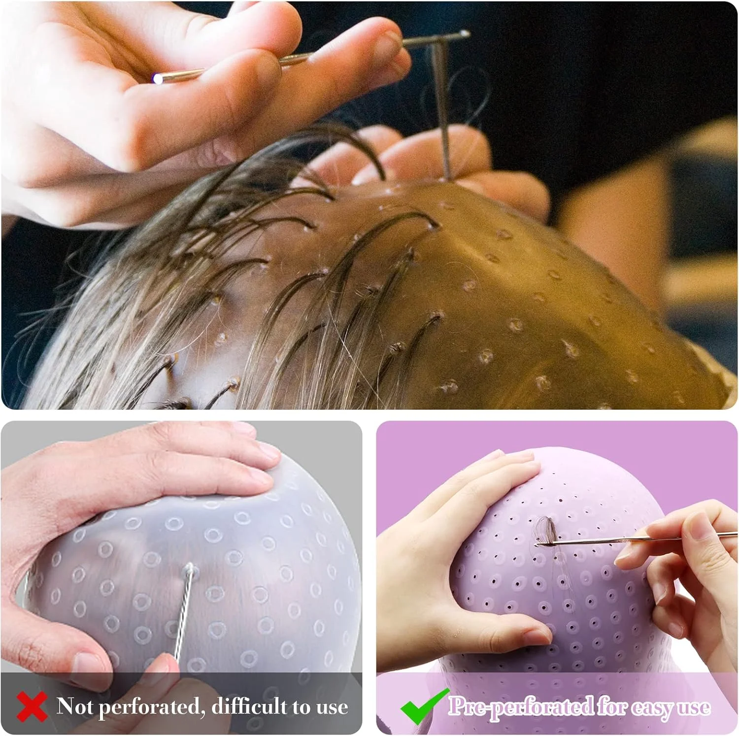 کلاه مش مو VEGCOO با ست قلاب و برس، ابزار رنگ آمیزی مو با کلاه مش با کیفیت سالن حرفه ای، کلاه فراستینگ سیلیکونی قابل استفاده مجدد، ابزار آرایشگری رنگ مو برای استفاده در سالن و منزل کلاه مش مو VEGCOO با ست قلاب و برس، ابزار رنگ آمیزی مو با کلاه مش با کیفیت سالن حرفه ای، کلاه فراستینگ سیلیکونی قابل استفاده مجدد، ابزار آرایشگری رنگ مو برای استفاده در سالن و منزل