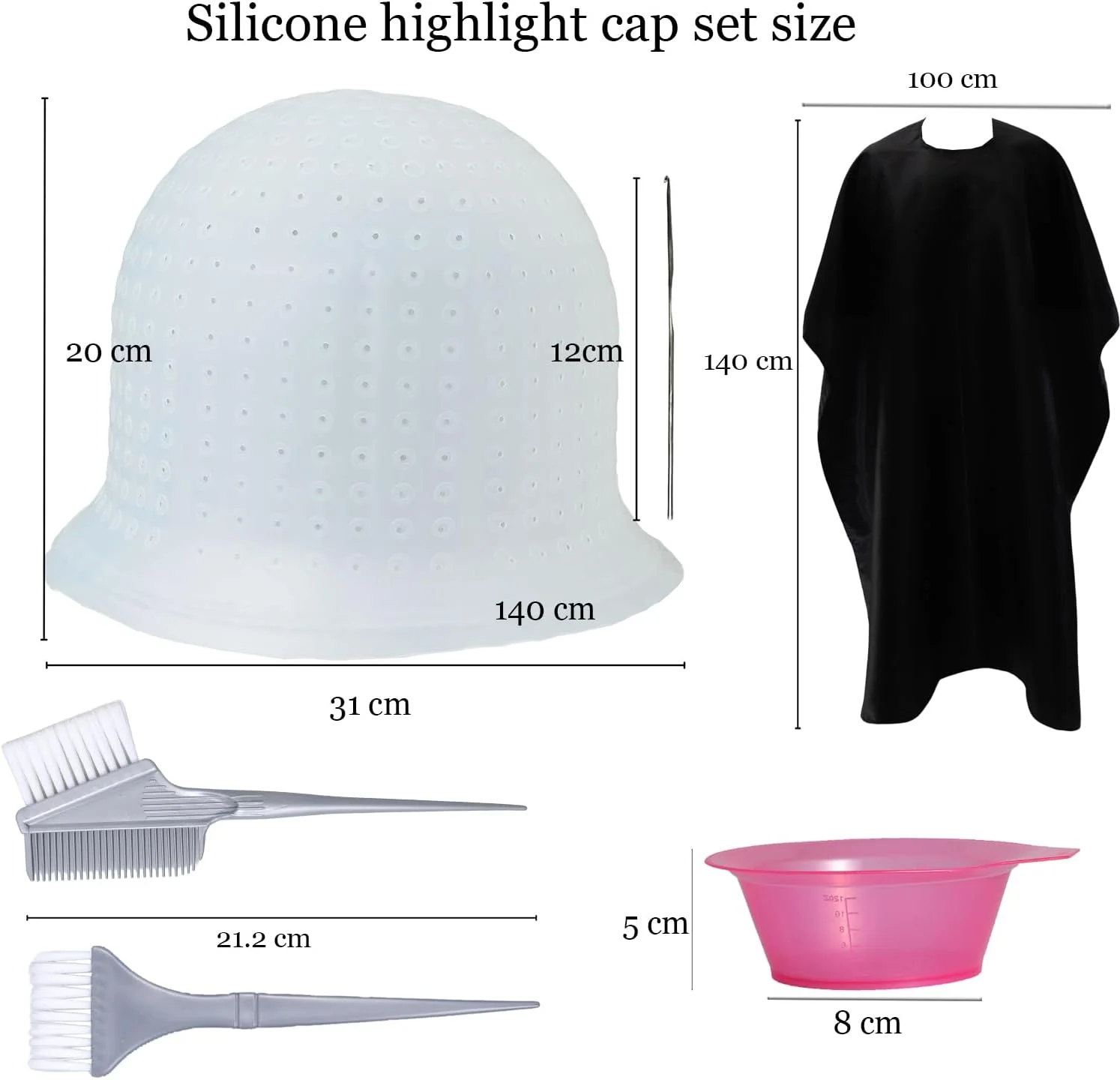 کلاه مش سیلیکونی سوراخ دار به همراه کیت سوزن، کلاه های سوراخ دار حرفه ای و قابل استفاده مجدد با قلاب برای رنگ کردن مو در سالن آرایشگری، ابزار رنگ آمیزی مو برای زنان و مردان کلاه مش سیلیکونی سوراخ دار به همراه کیت سوزن، کلاه های سوراخ دار حرفه ای و قابل استفاده مجدد با قلاب برای رنگ کردن مو در سالن آرایشگری، ابزار رنگ آمیزی مو برای زنان و مردان