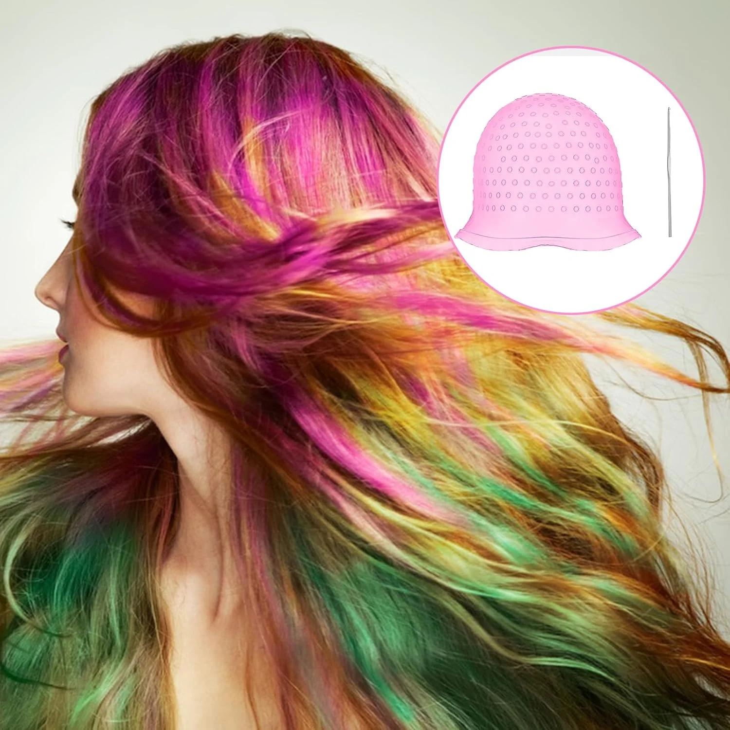 کلاه مش، کلاه مش مو سیلیکونی با قلاب، کلاه رنگ مو سوراخ دار، کلاه مش قابل استفاده مجدد و کیت قلاب برای خانم ها و آقایان