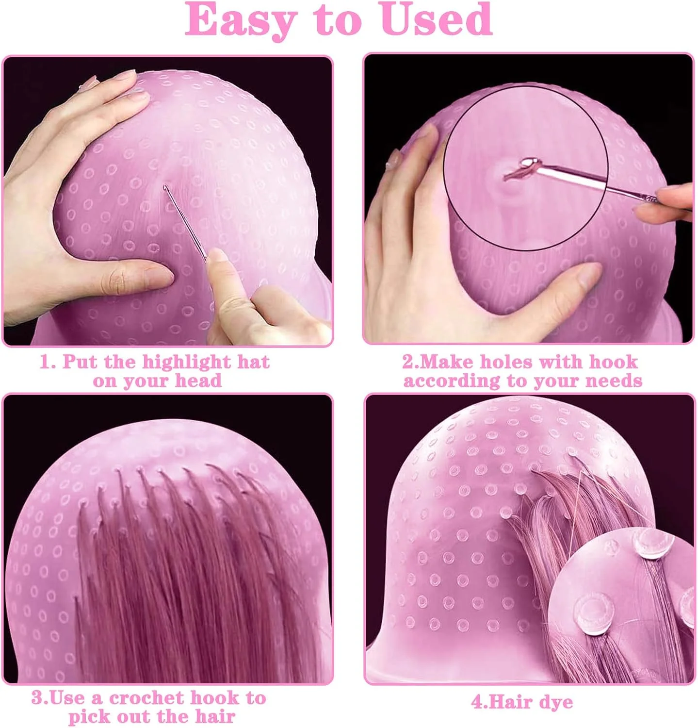 کلاه مش، کلاه مش مو سیلیکونی با قلاب، کلاه رنگ مو سوراخ دار، کلاه مش قابل استفاده مجدد و کیت قلاب برای خانم ها و آقایان